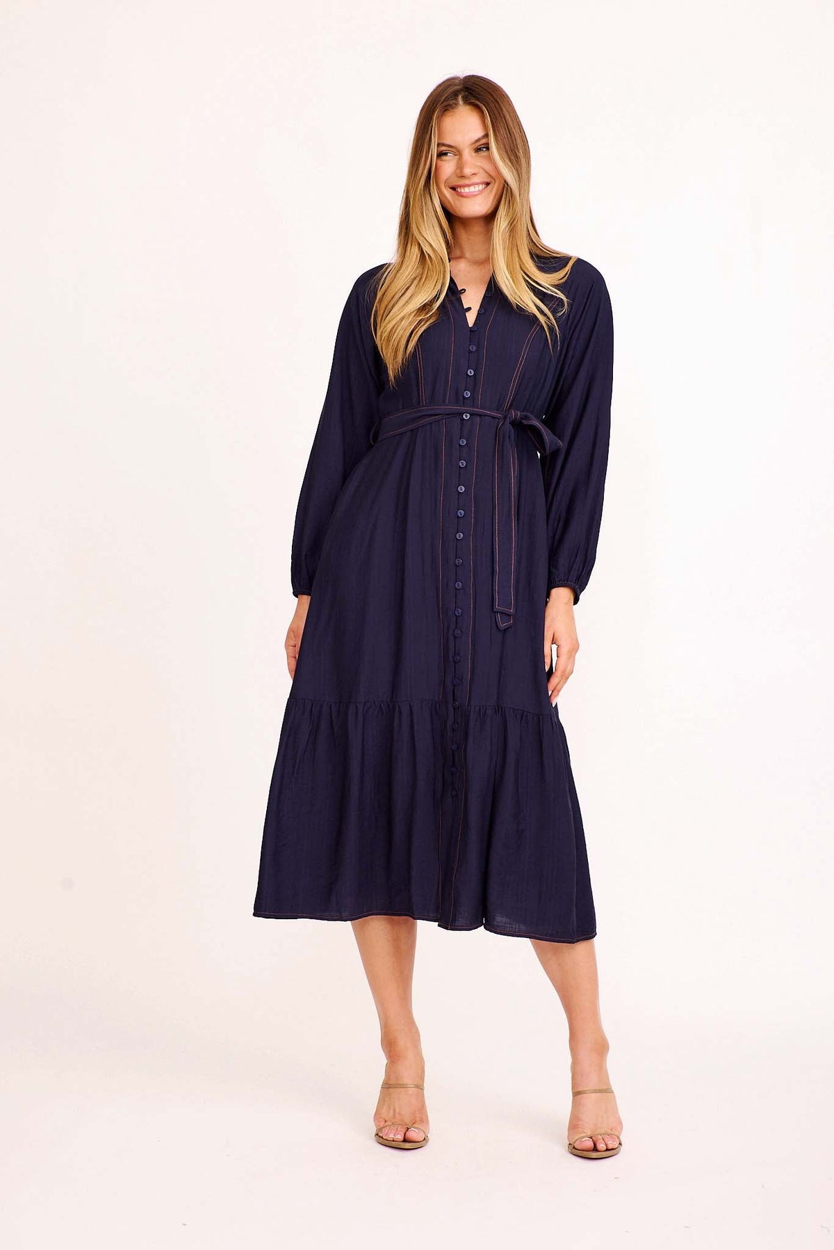 Calix Midi Dress in Navy