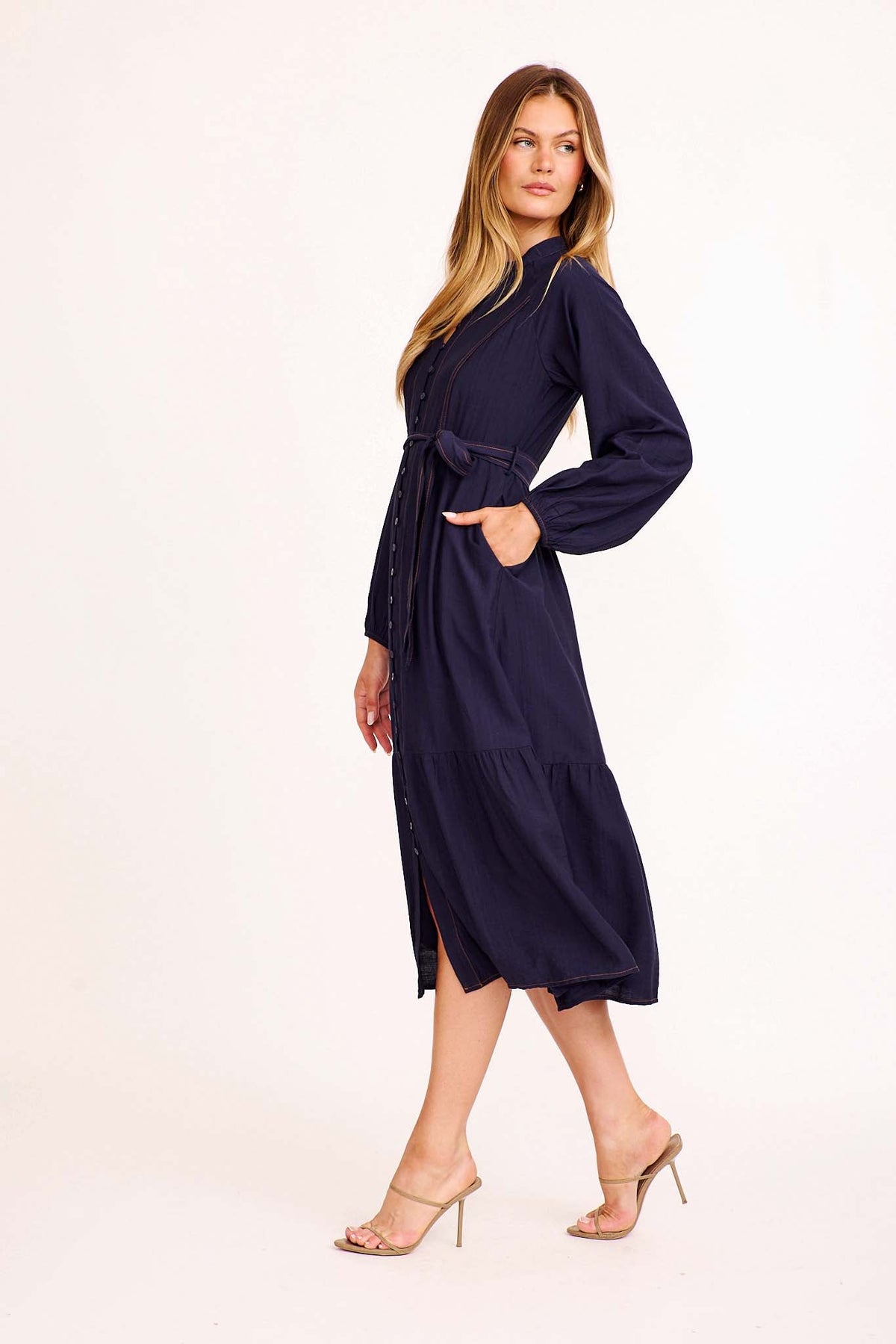 Calix Midi Dress in Navy