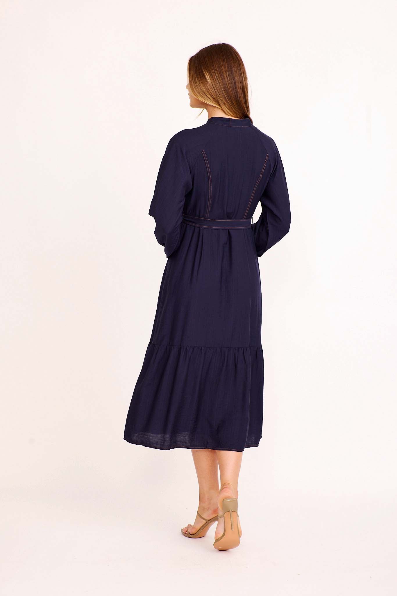 Calix Midi Dress in Navy