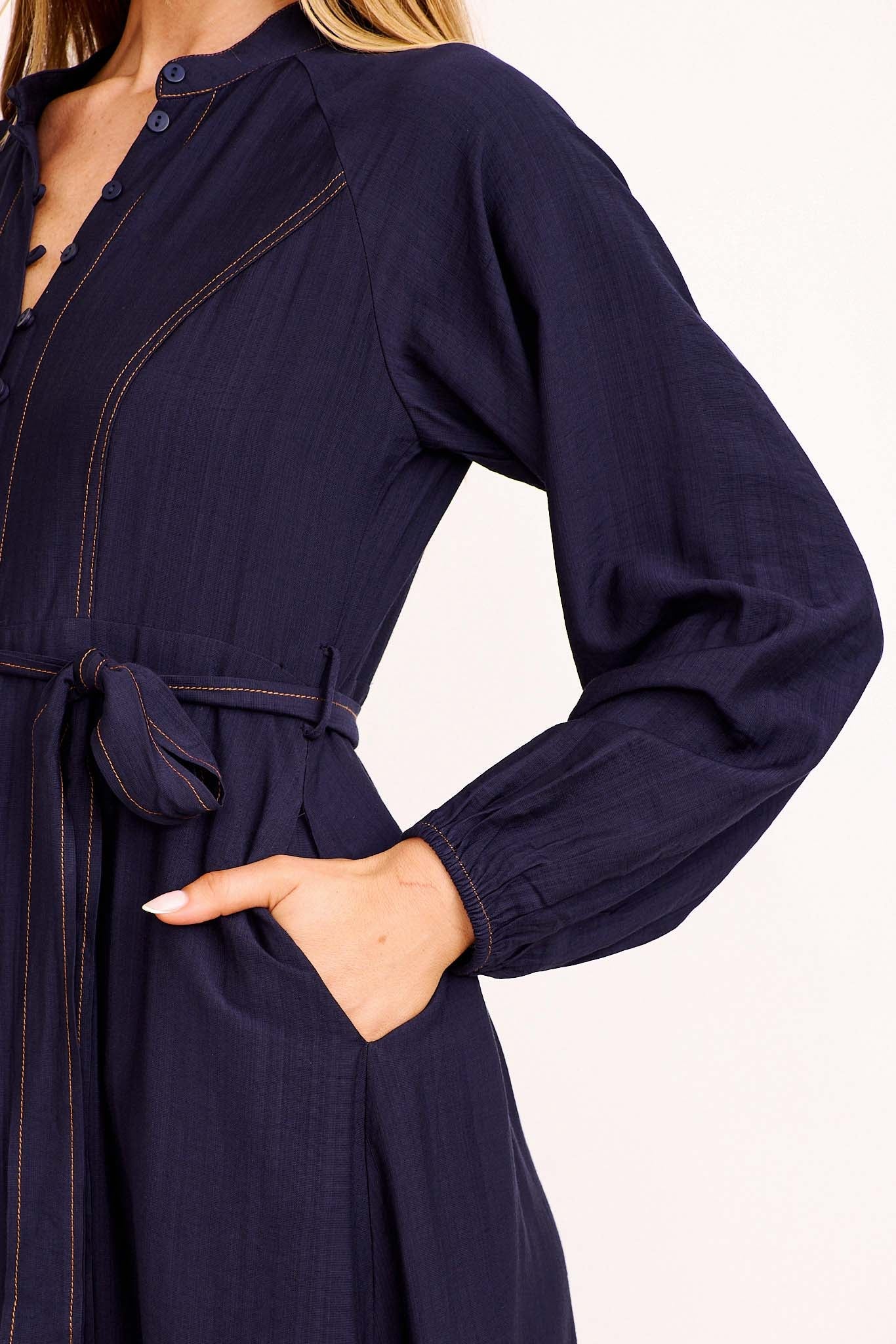 Calix Midi Dress in Navy