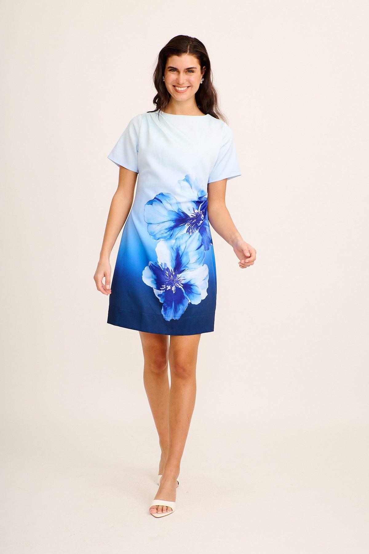 Carmen Dress in Blue Floral