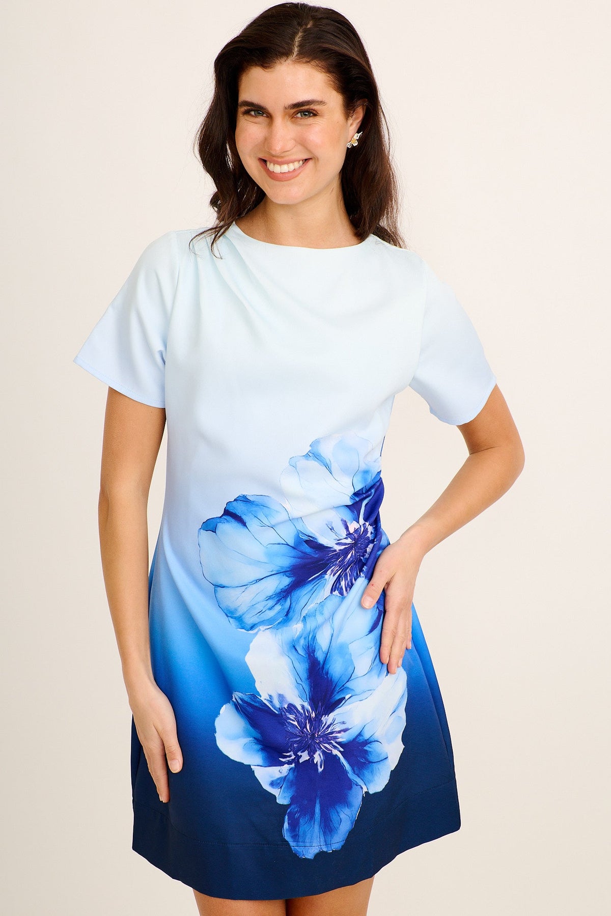 Carmen Dress in Blue Floral