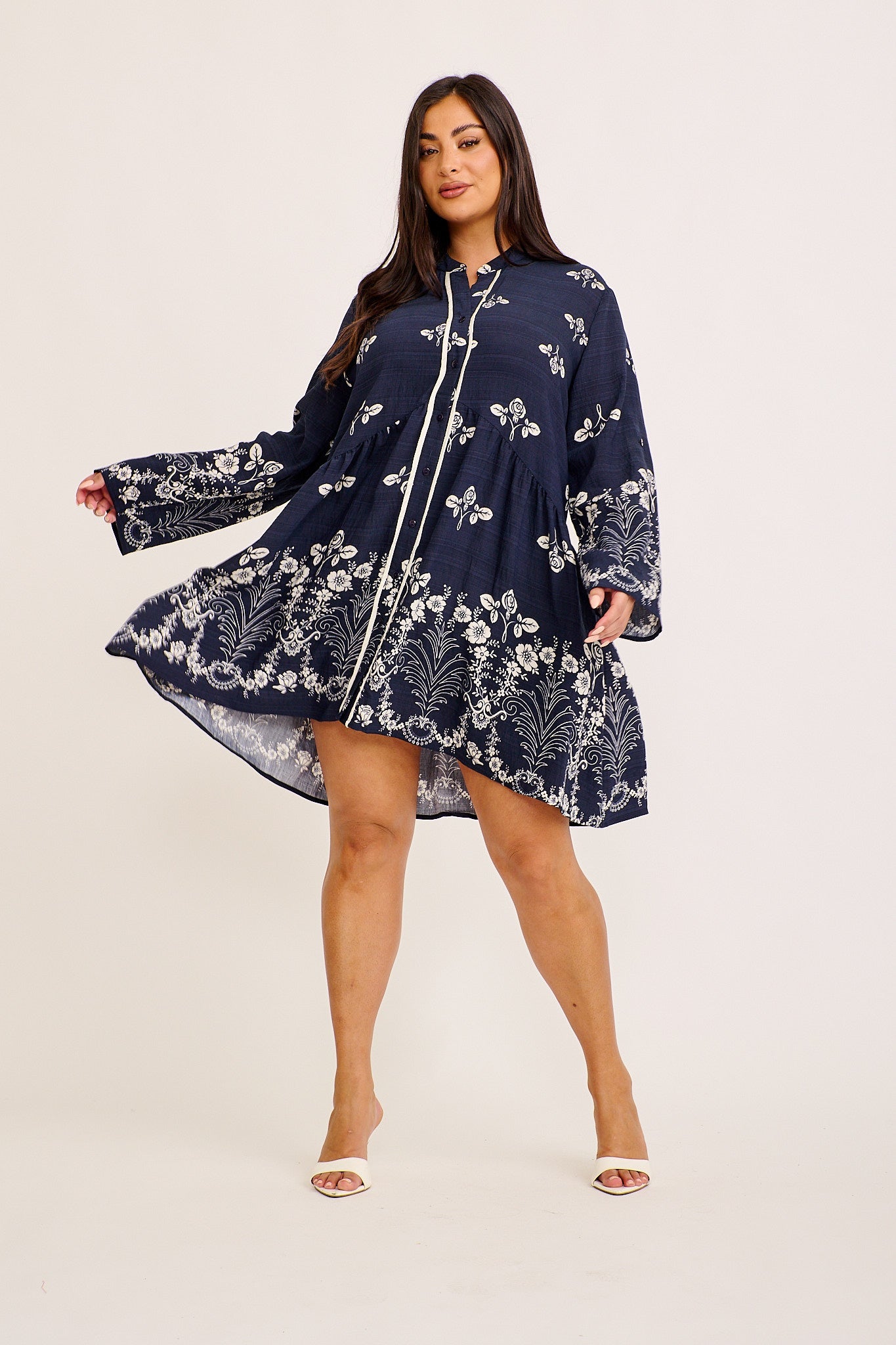 Cirelle Smock Dress in Navy Floral