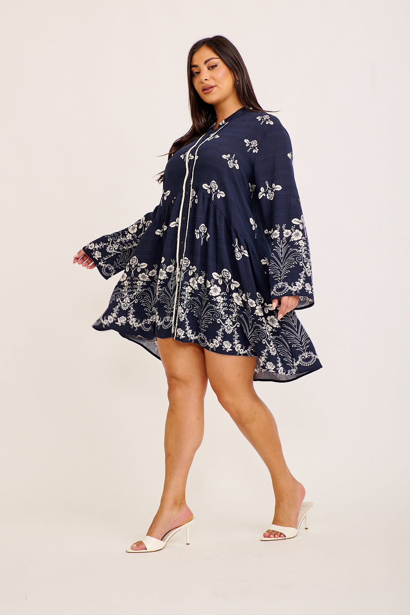 Cirelle Smock Dress in Navy Floral