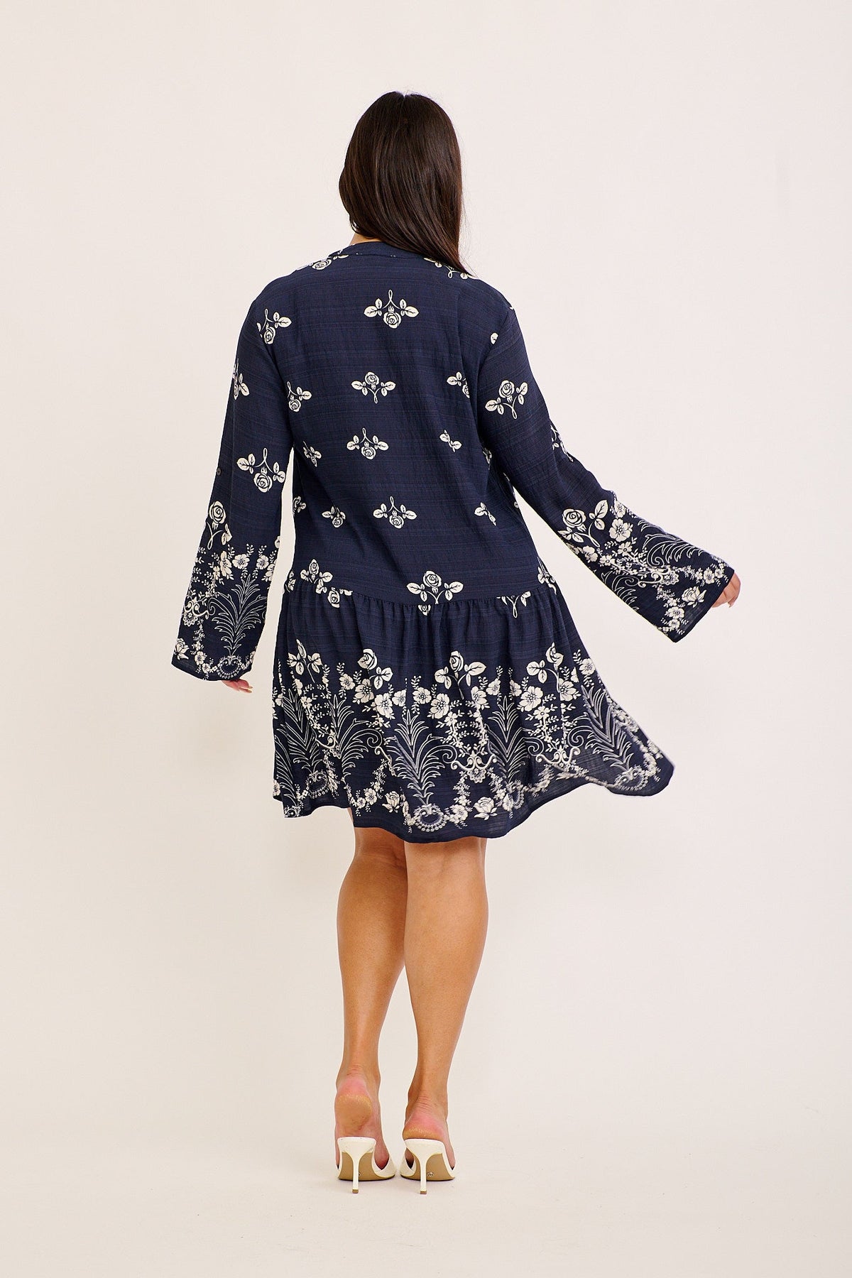 Cirelle Smock Dress in Navy Floral