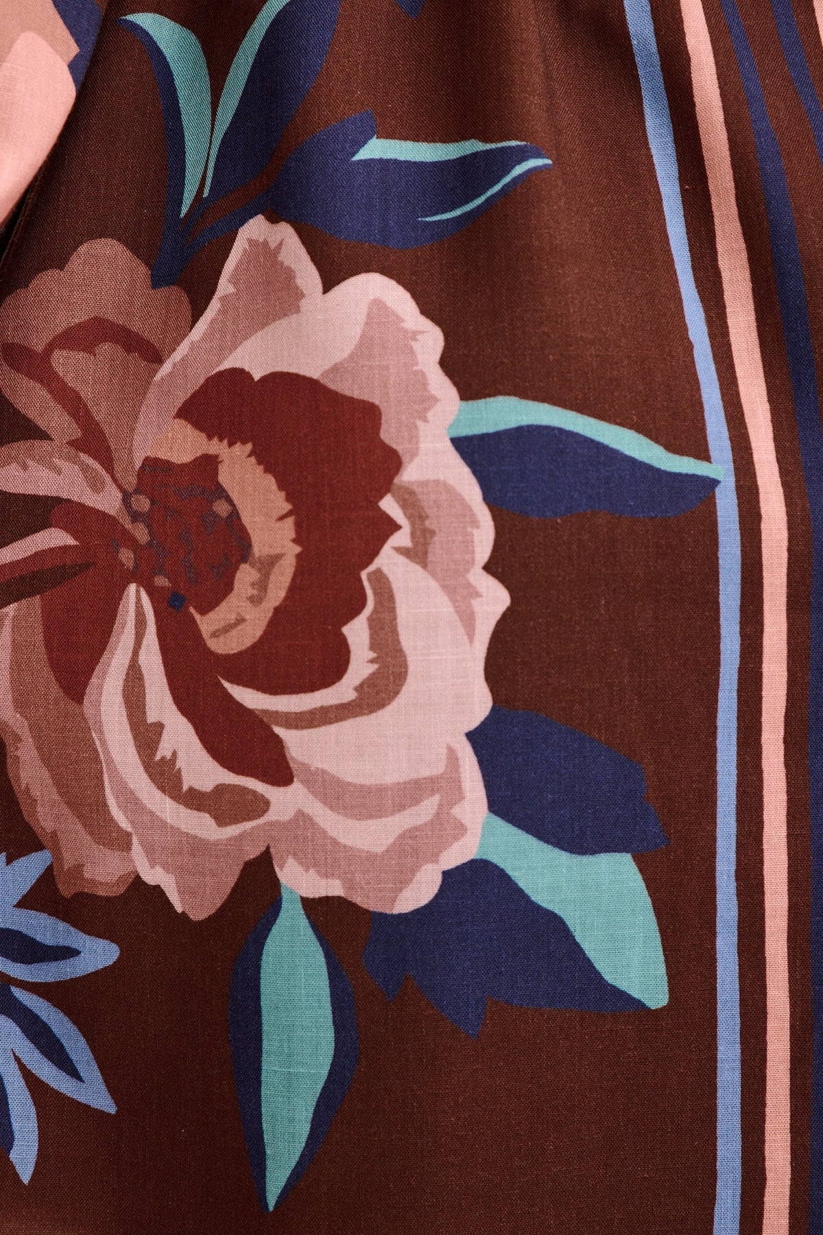 Caylee Shirt Dress in Chocolate Border Print Linen Blend
