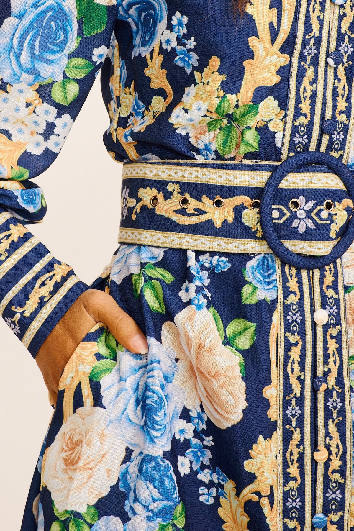 Capri Belle Midi Dress in Navy with Blue Floral