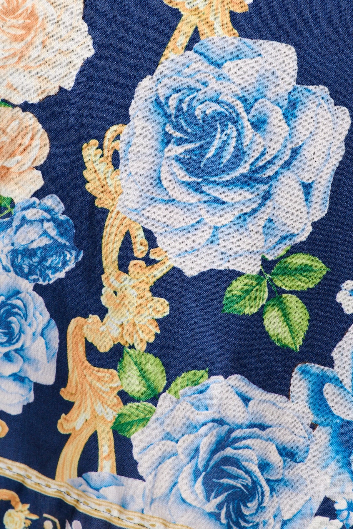 Azure Reverie Shirt Dress in Navy with Blue Floral Linen Blend