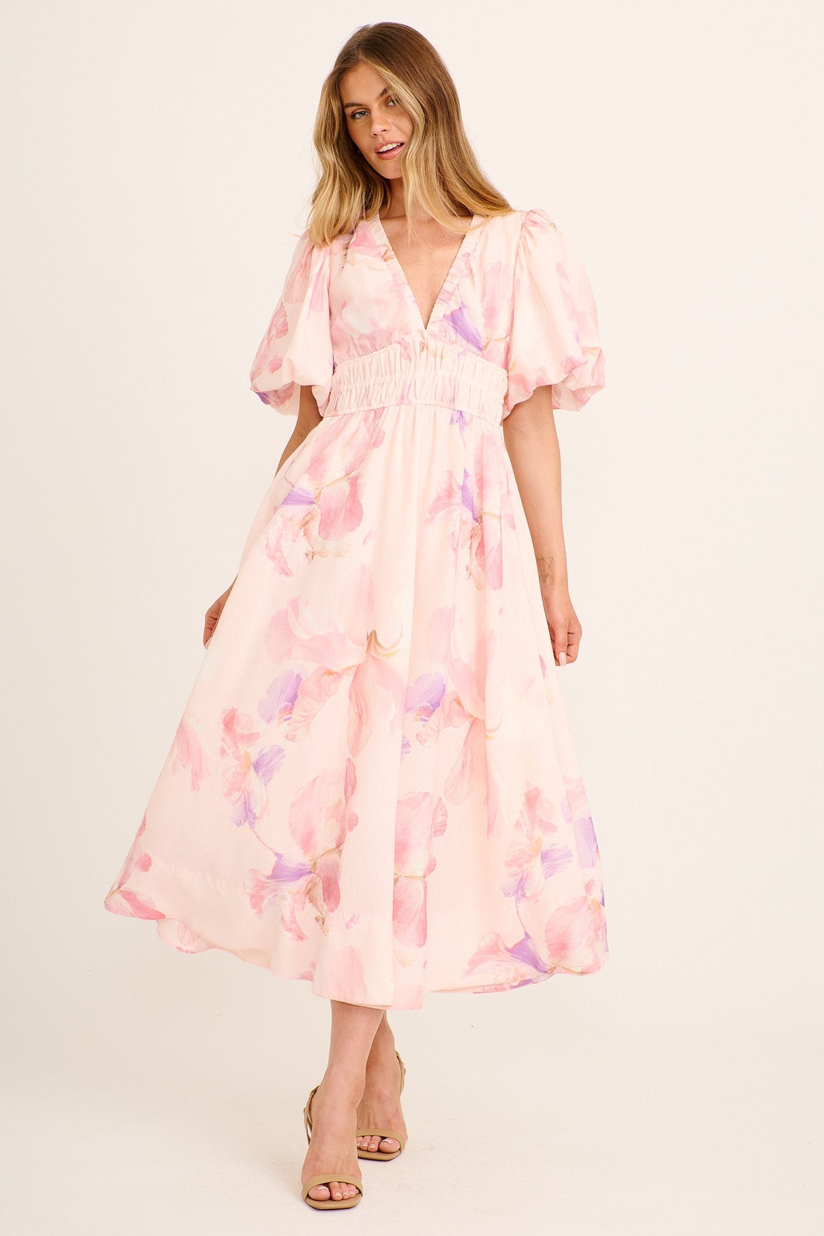 Calina Maxi Dress in Blush Floral