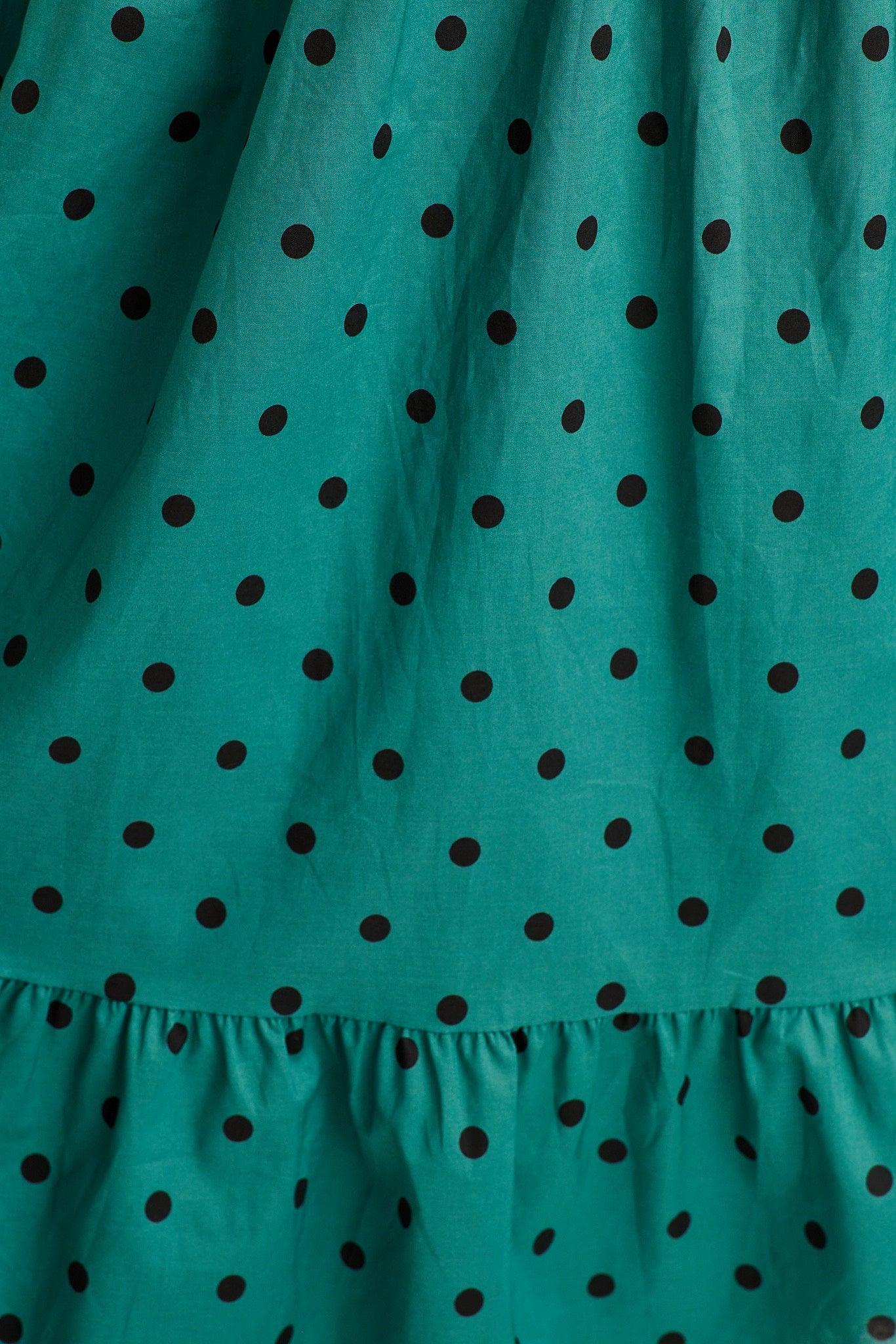 Azaria Dress in Emerald with Black Polka Dot