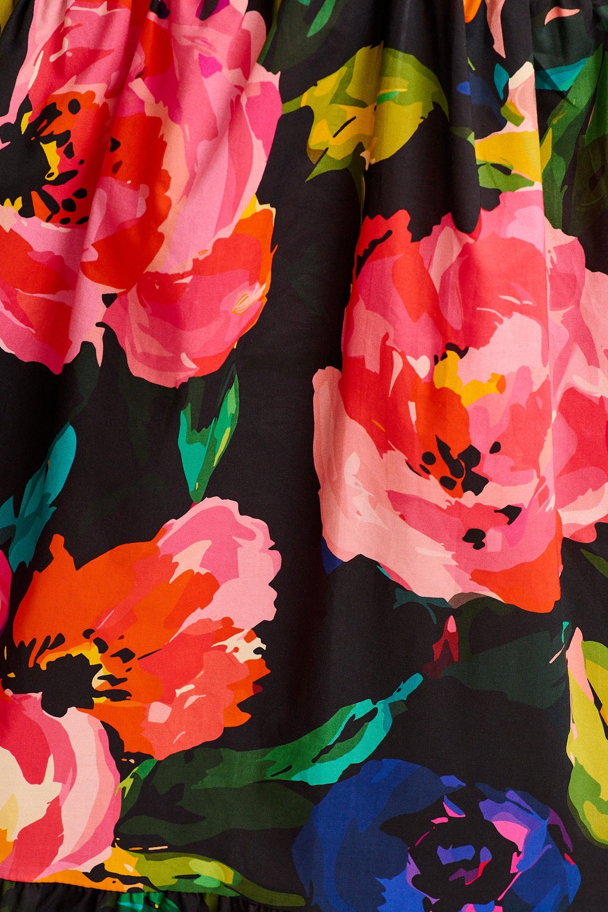 Azaria Dress in Black Multi Floral Cotton