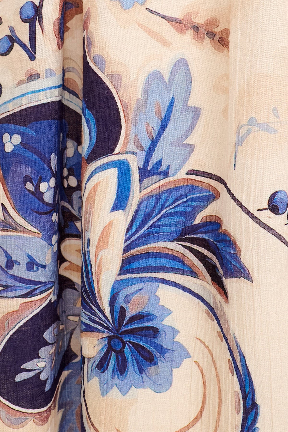 Brise Midi Dress in Cream with Blue Floral