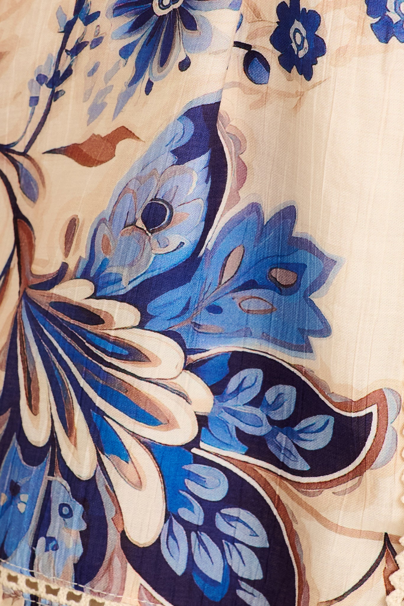 Alora Dress in Cream with Blue Floral