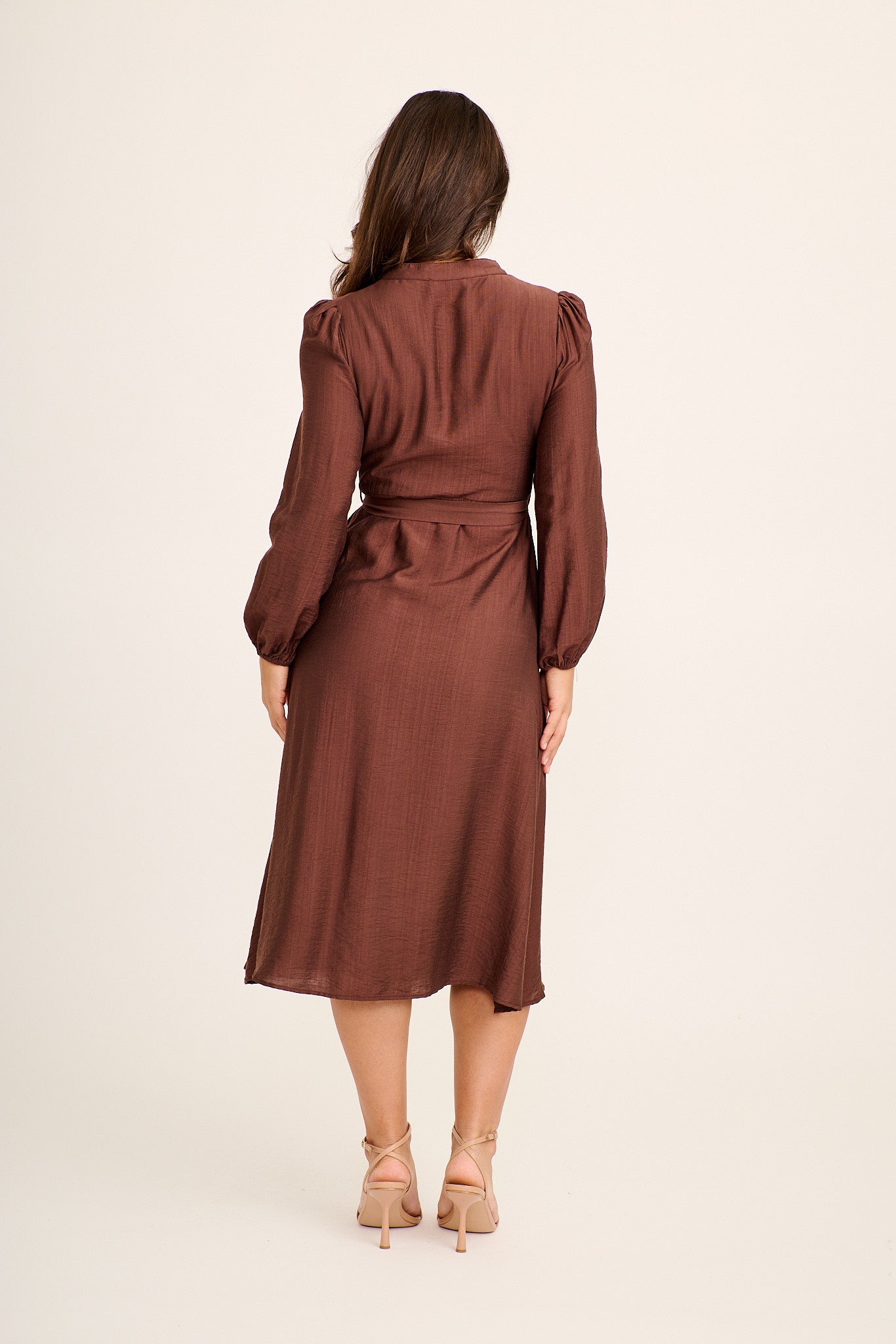 Angeline Midi Shirt Dress in Chocolate