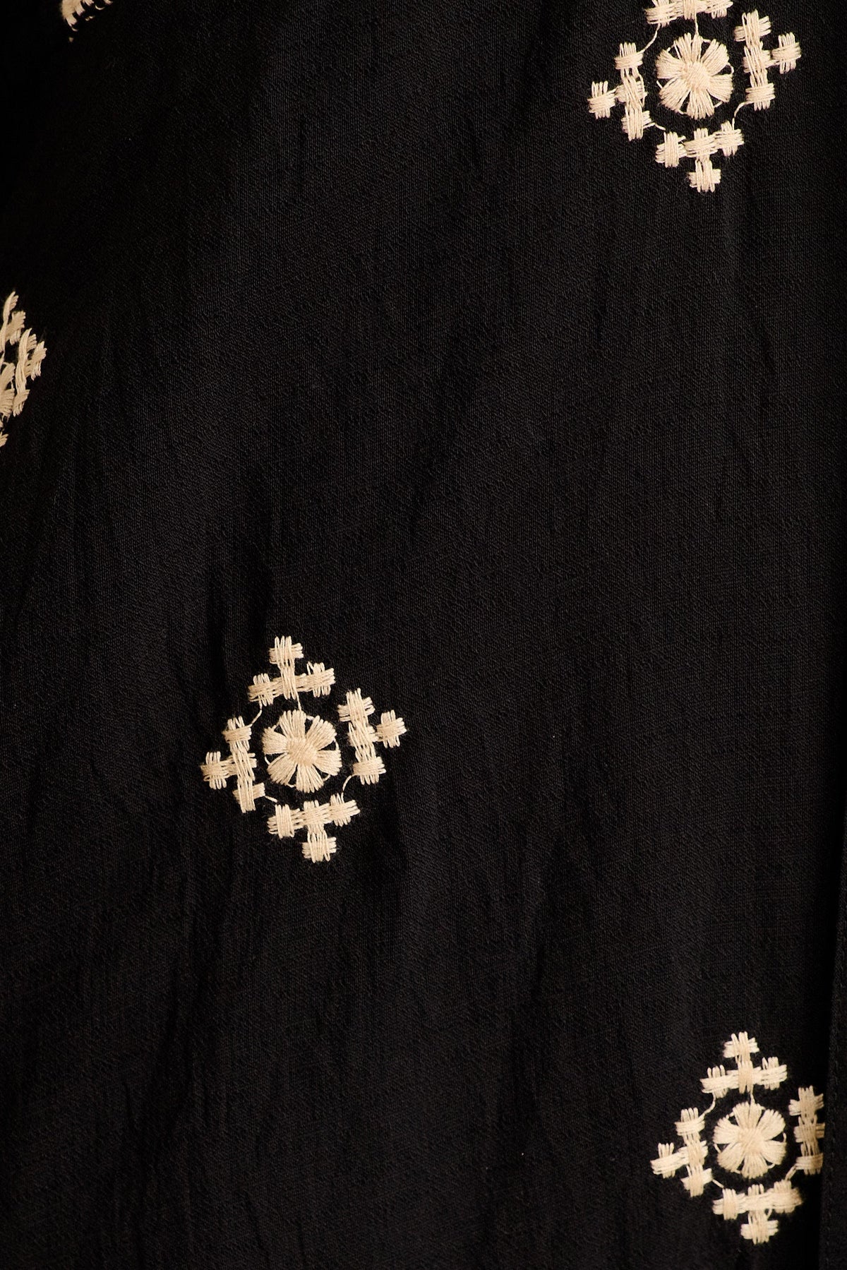 Byron Dress in Black with Cream Embroidery