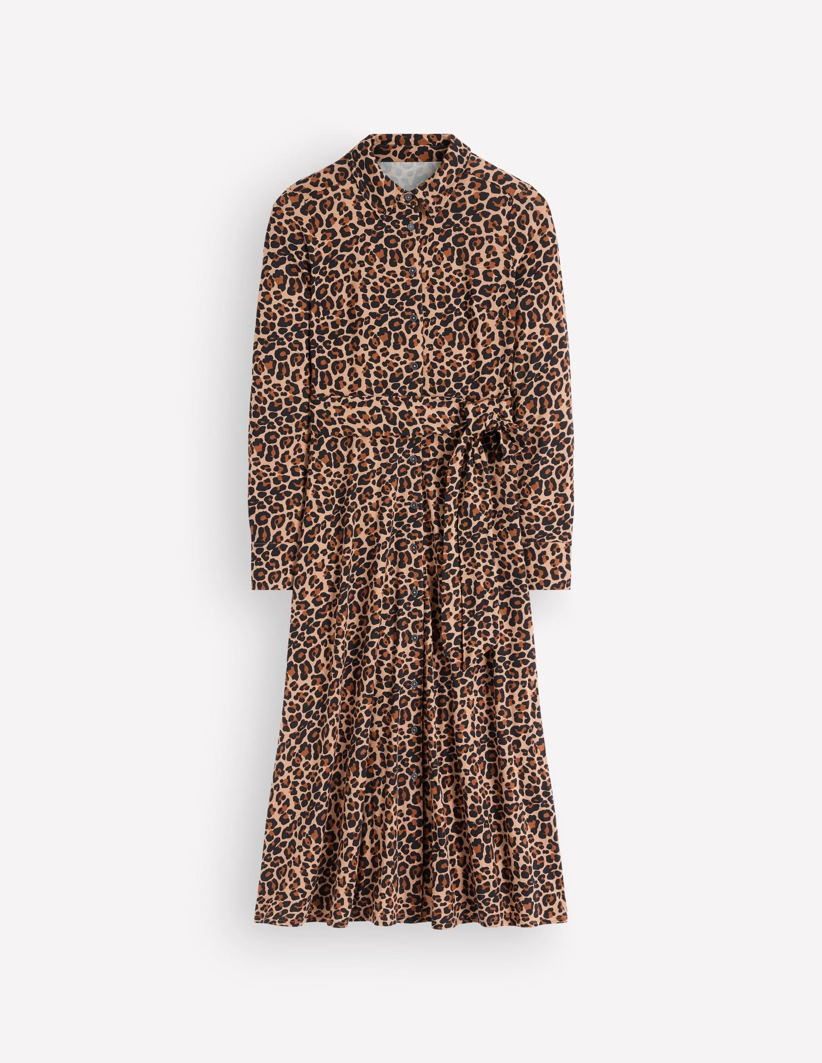 Marcia Jersey Shirt Dress-Camel, Leopard Fields