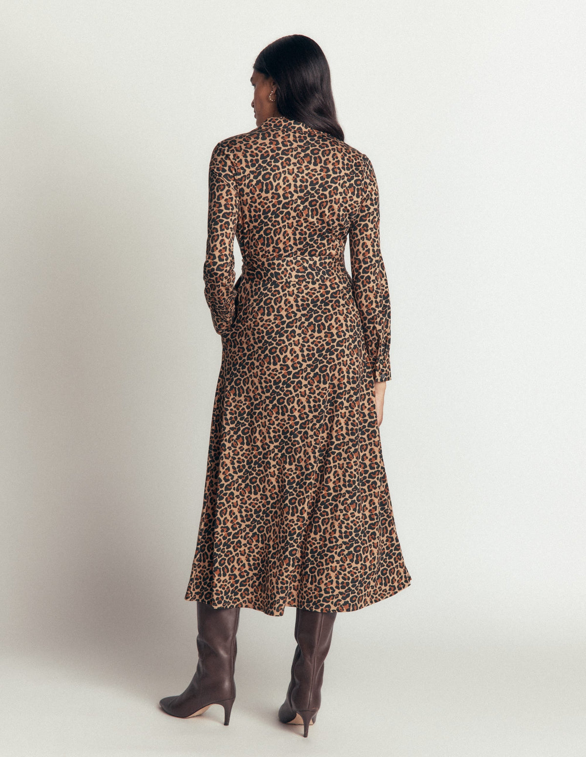 Marcia Jersey Shirt Dress-Camel, Leopard Fields