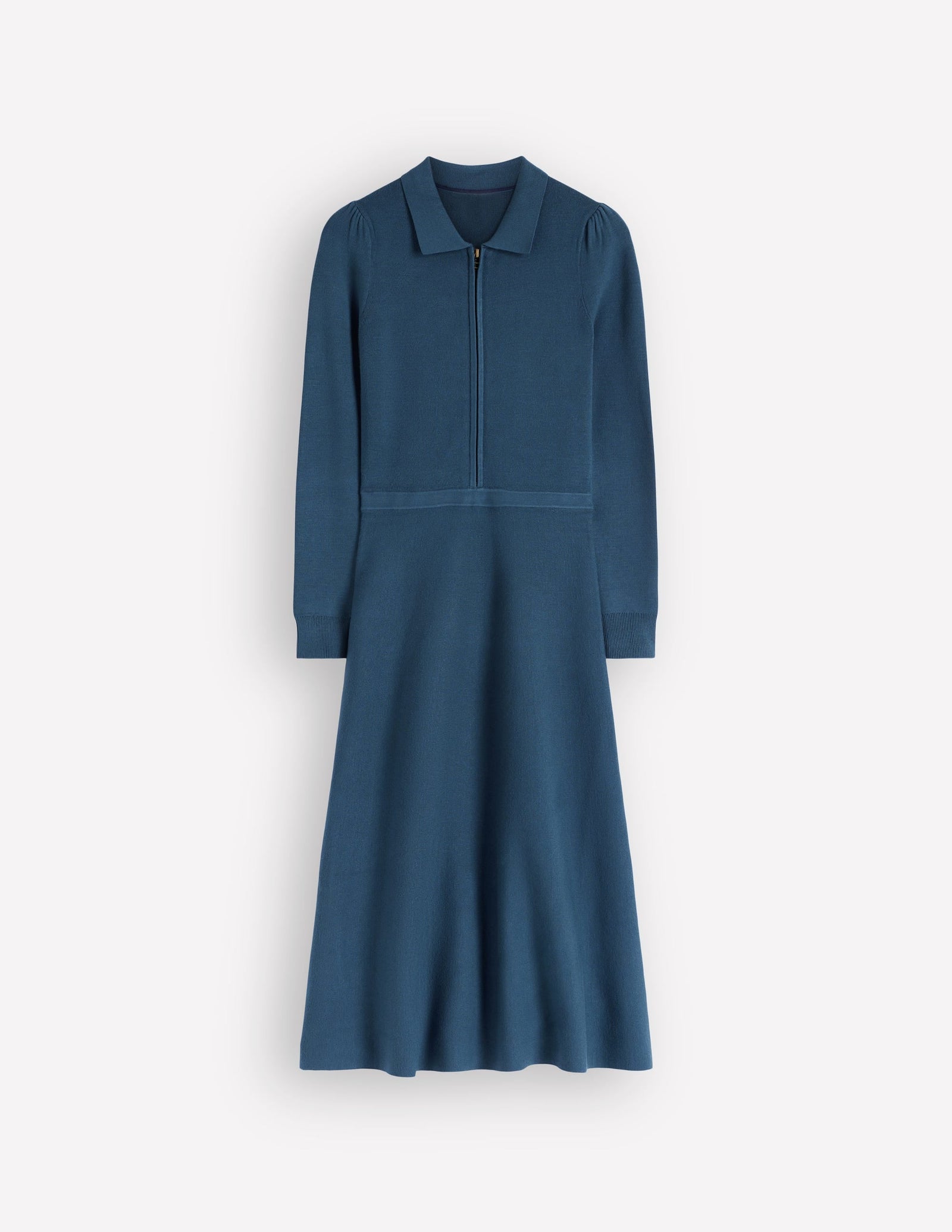 Fiona Zip Front Knitted Dress-Sailor Blue