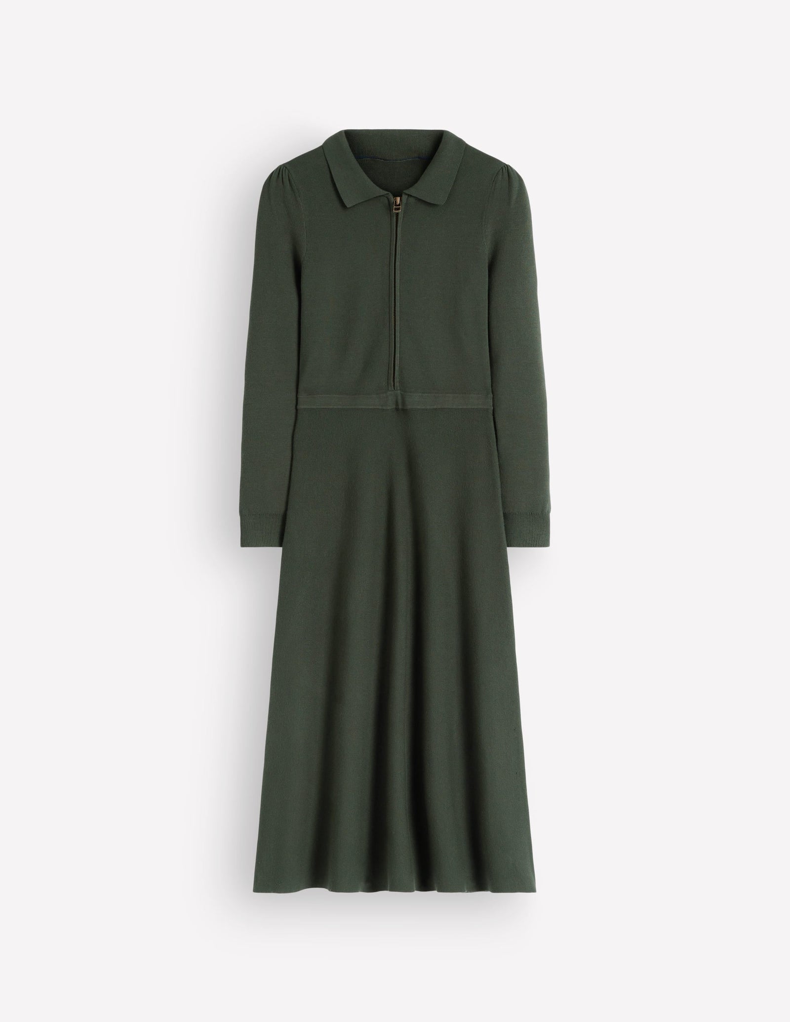 Fiona Zip Front Knitted Dress-Hunter Green