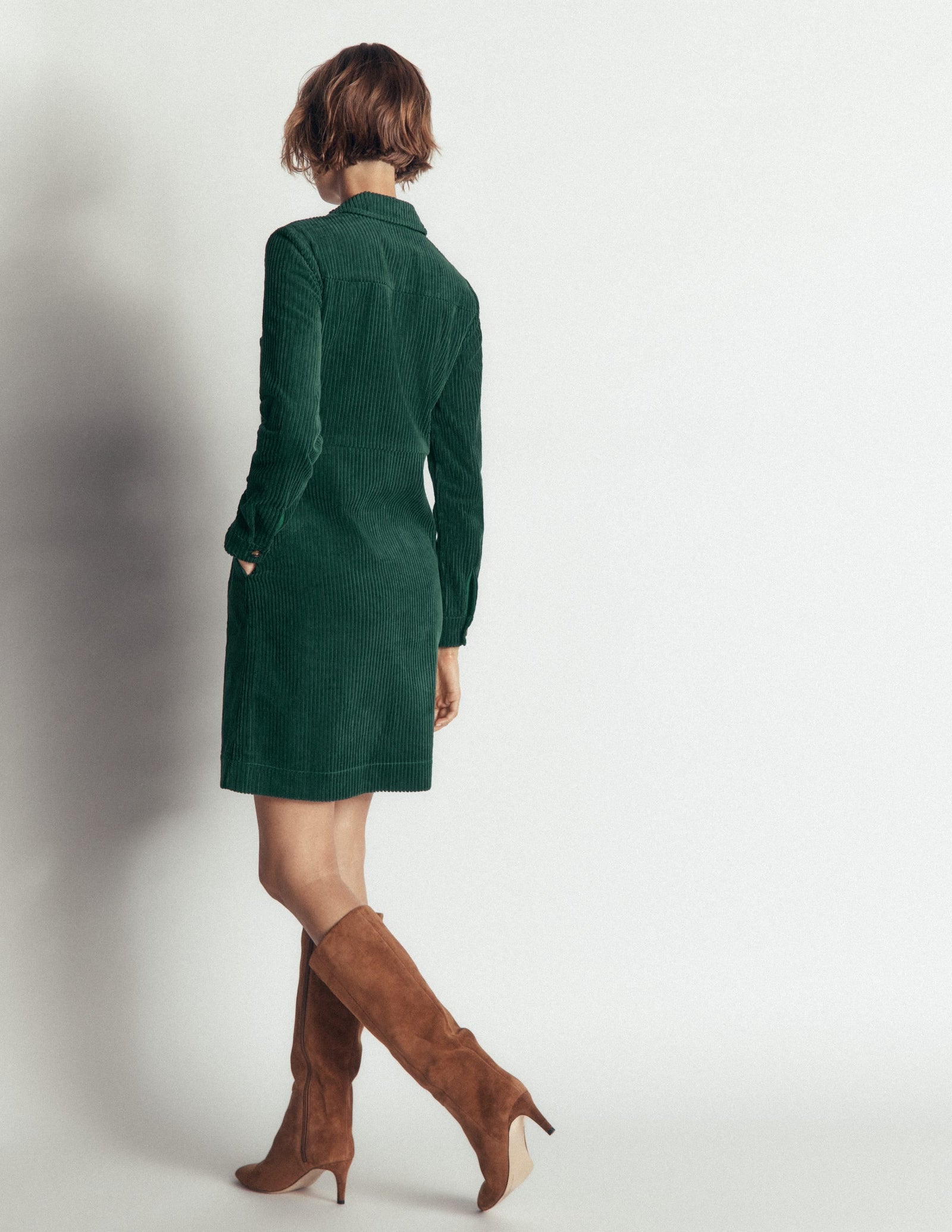Bronte Cord Short Dress-Midnight Teal