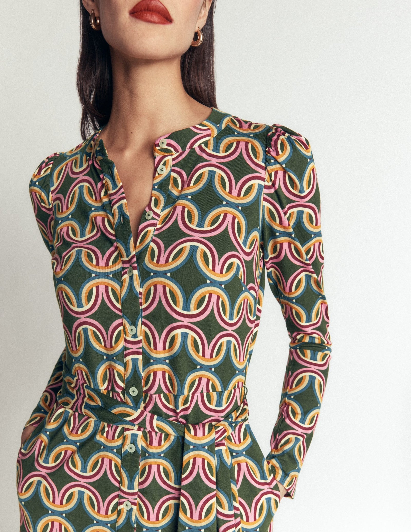 Honor Column Jersey Midi Dress-Duffle Bag, Geo Parade