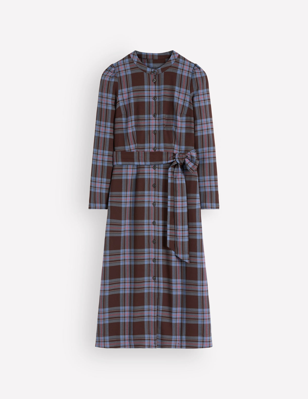 Louise Check Midi Shirt Dress-Brown, Blue and Pink Check