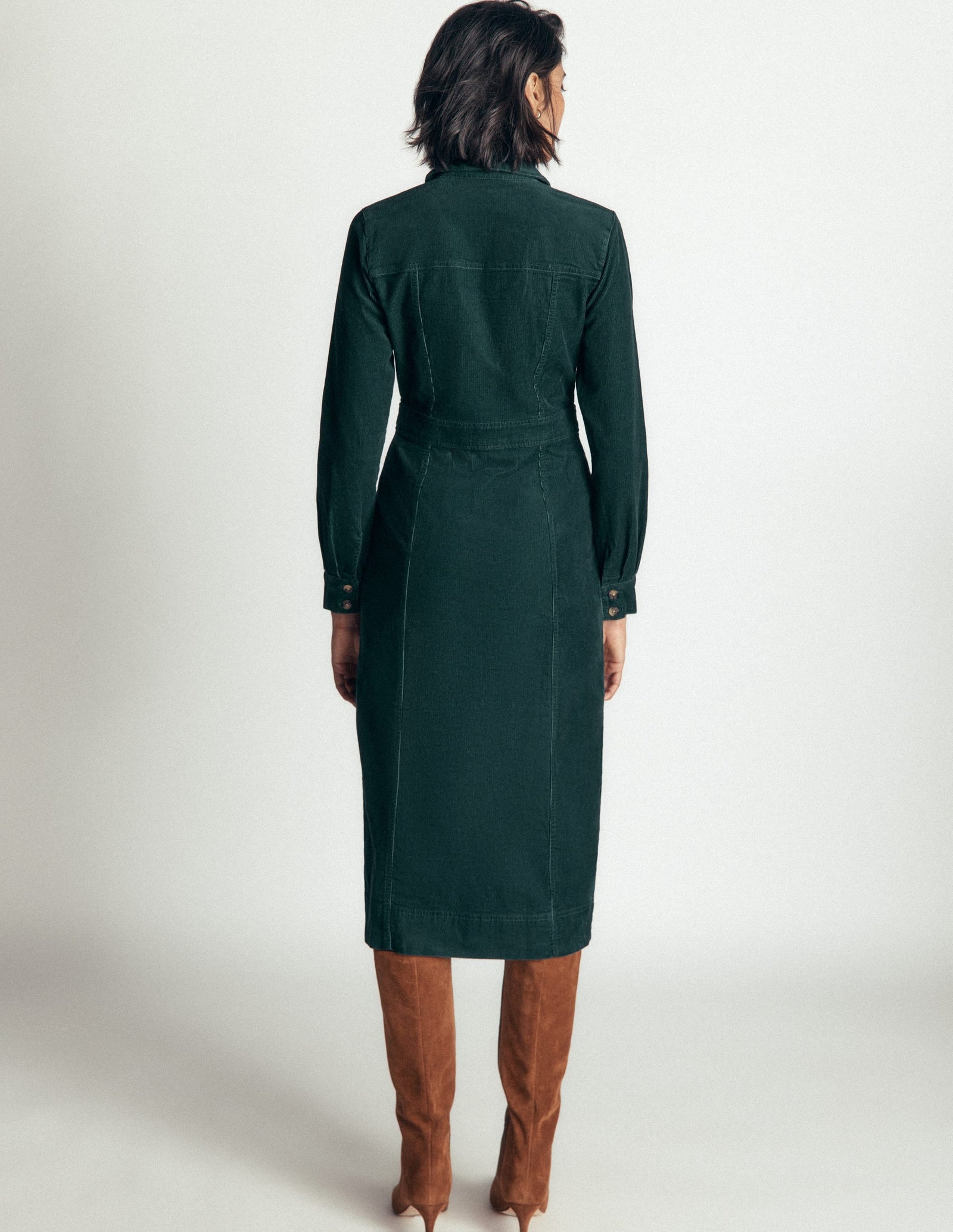 Fleur Cord Midi Dress-Midnight Teal