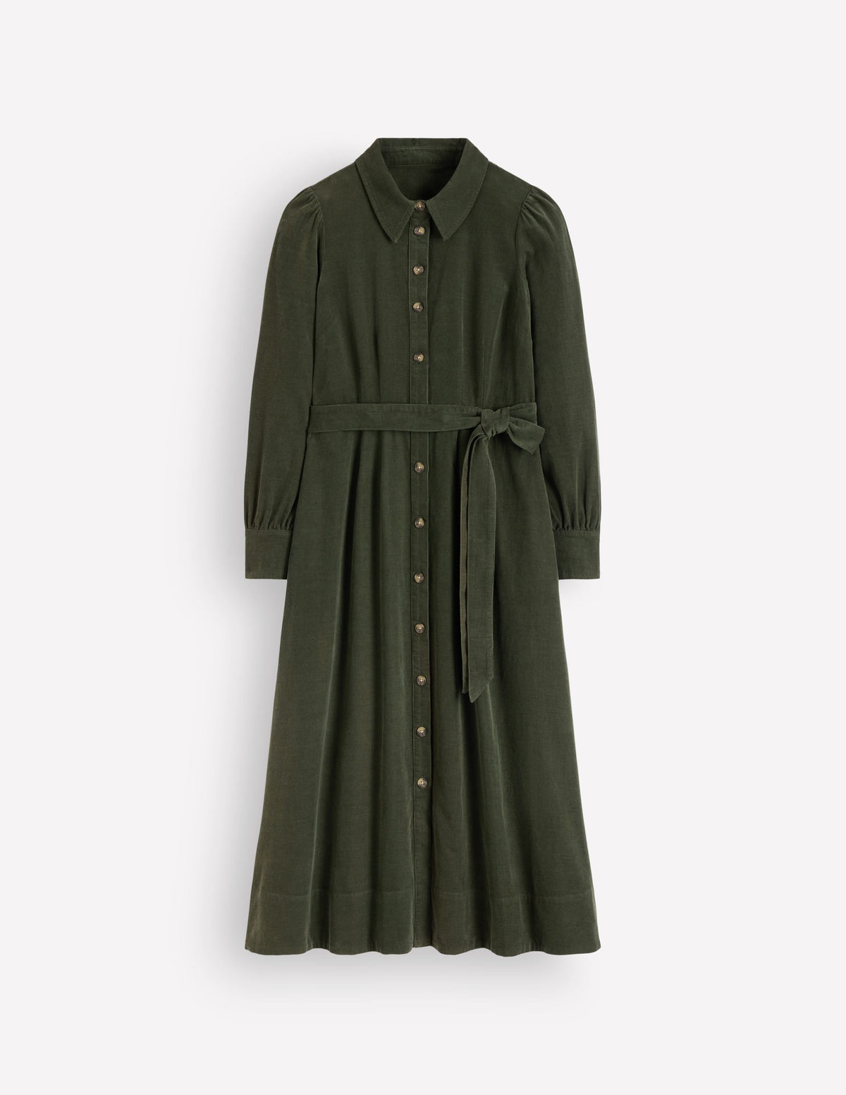 Maeve Cord Midi Shirt Dress-Forest Glade