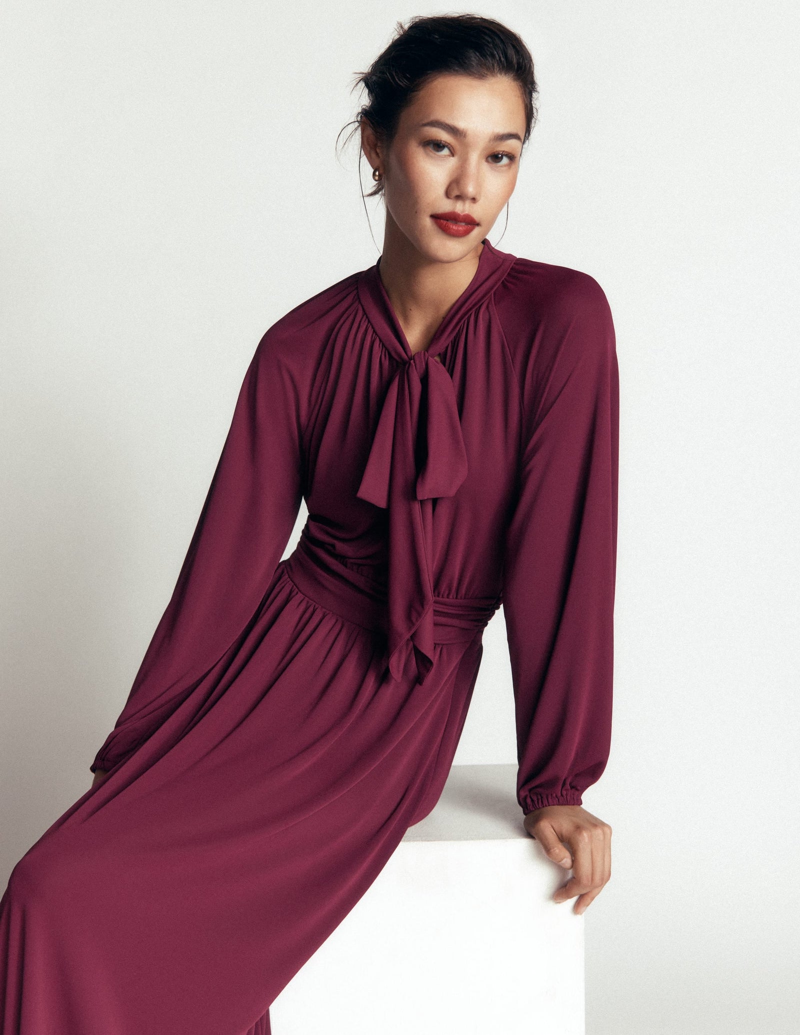 Pussybow Jersey Maxi Dress-Deep Wisteria