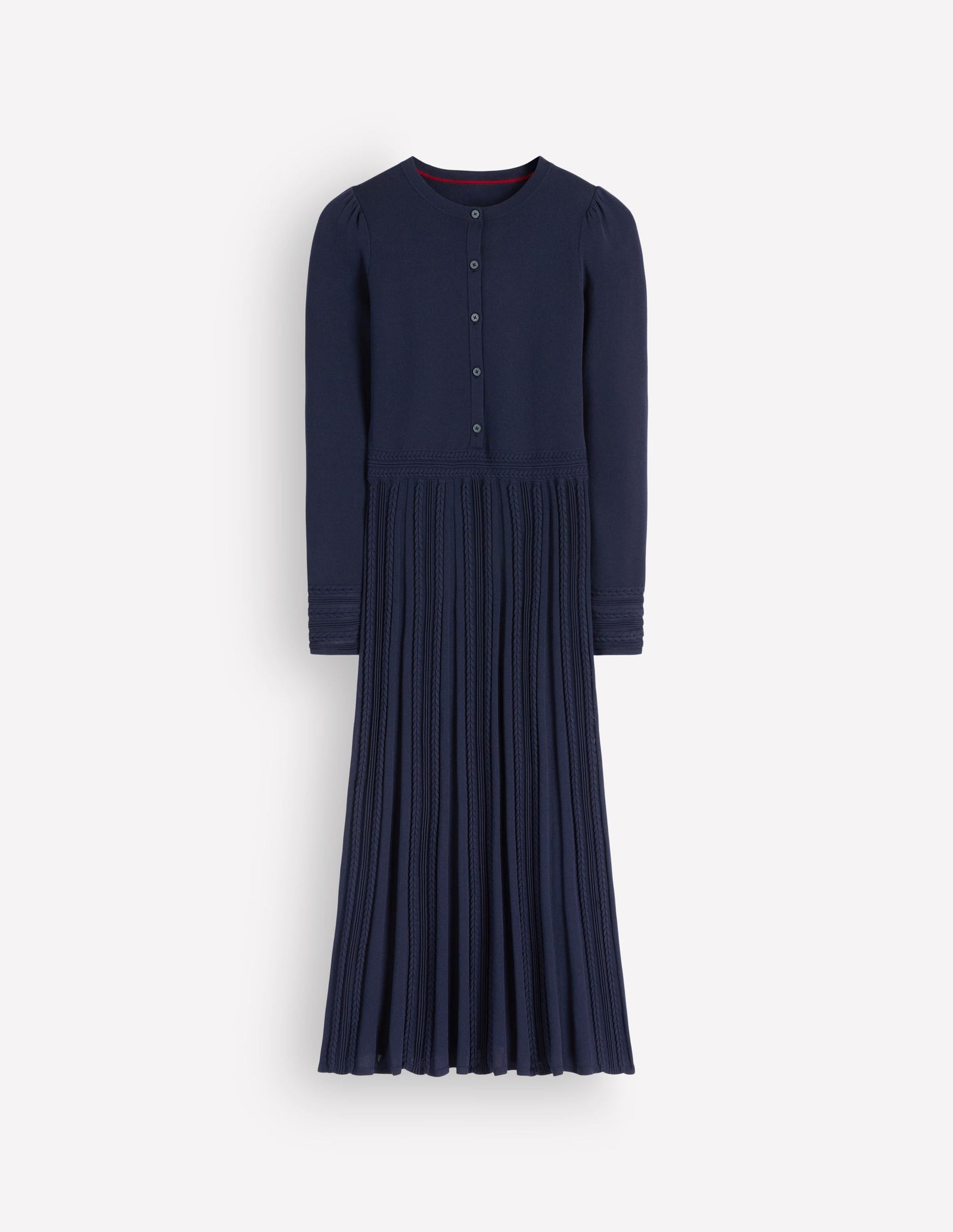 Cable Stitch Knitted Dress-Navy