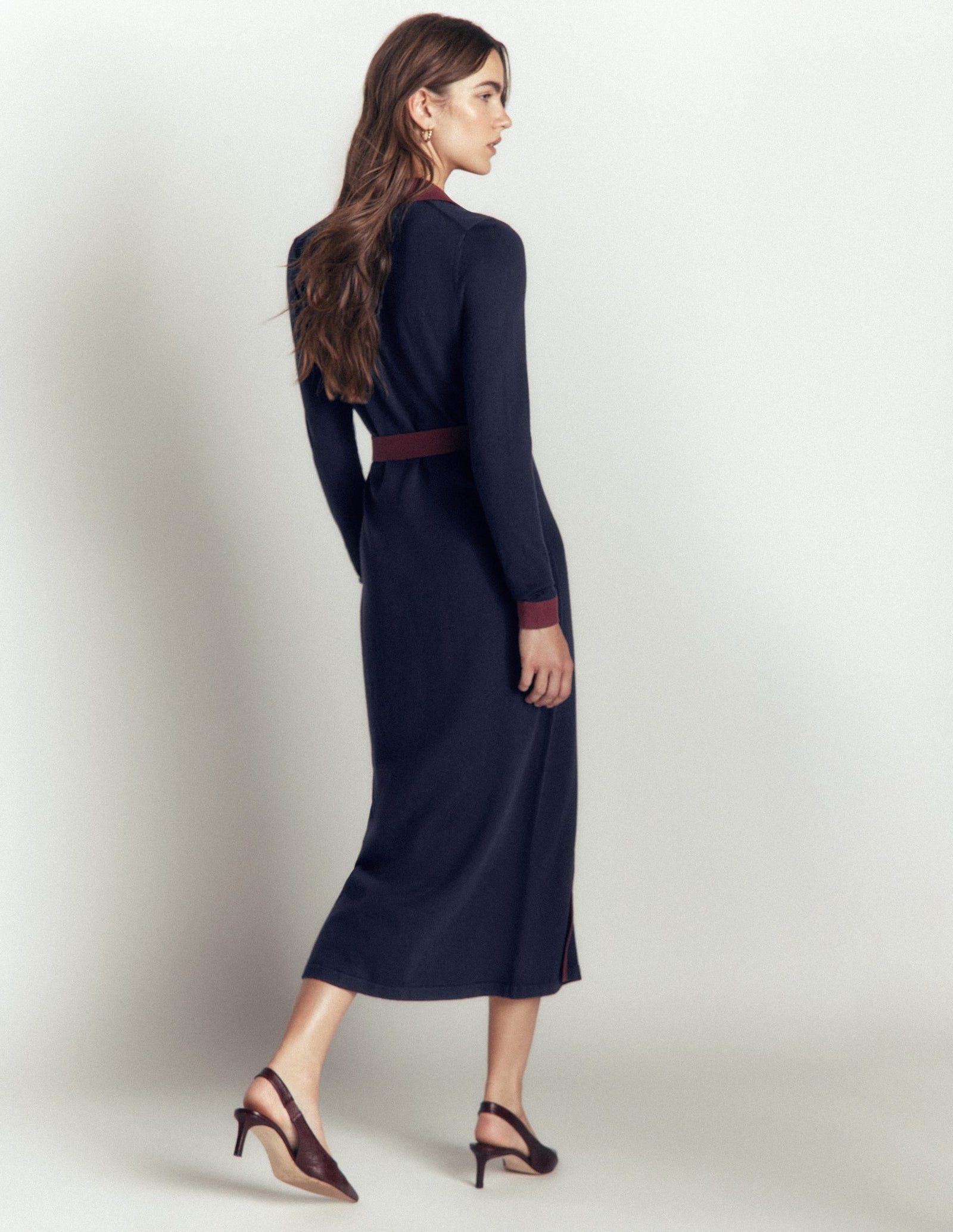 Jessica Knitted Shirt Dress-Evening Blue, Deep Wisteria