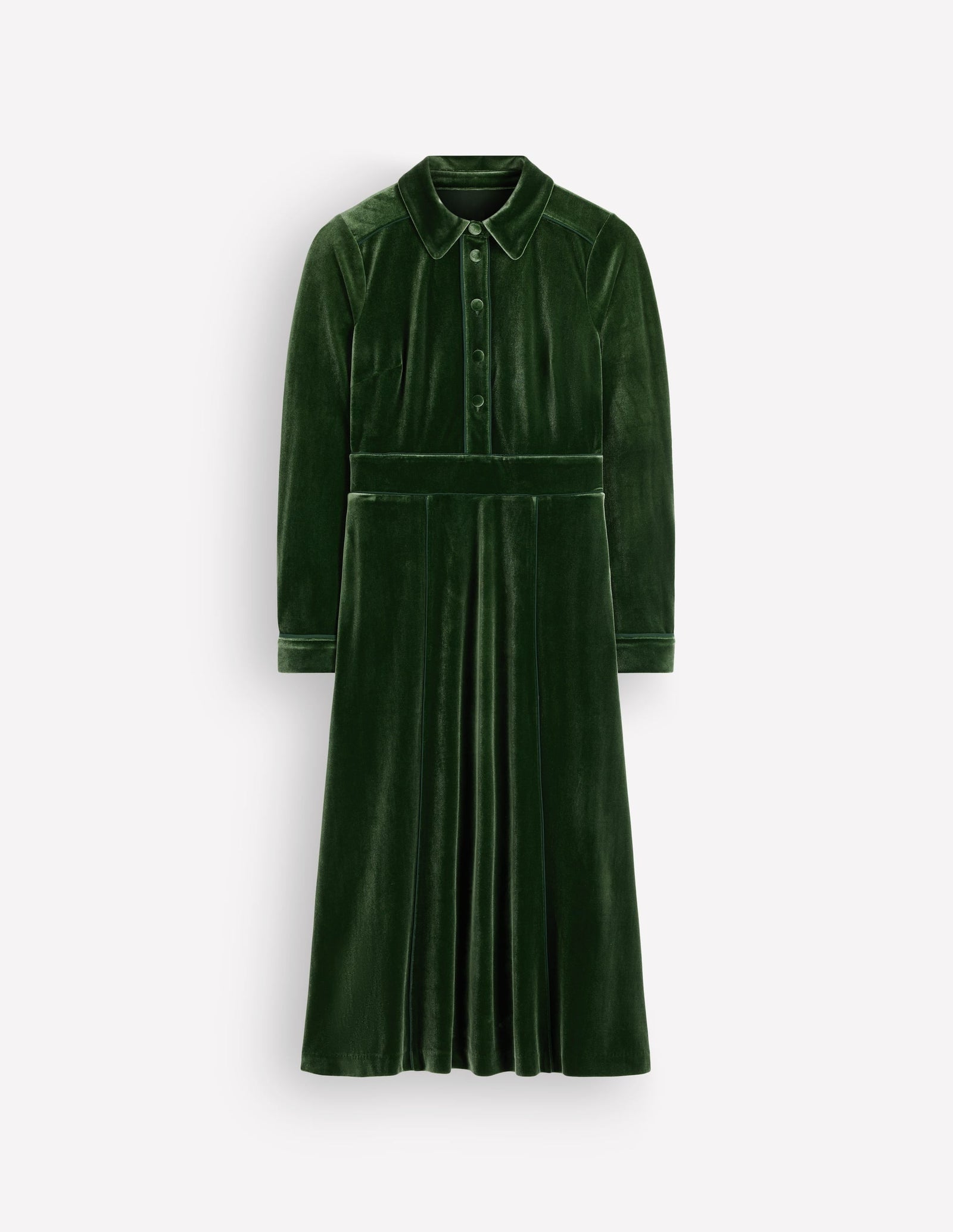 Etta Piping Velvet Dress-Douglas Fir
