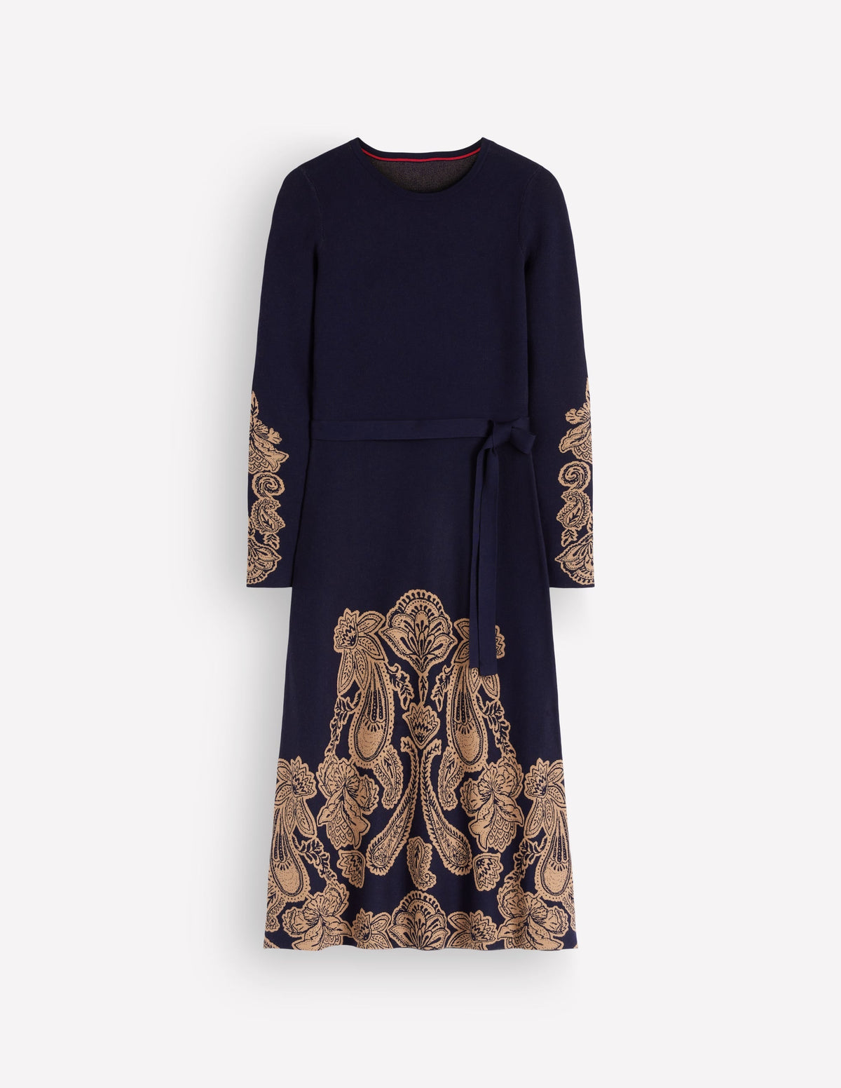 Crew Midi Jacquard Dress-Navy Placement