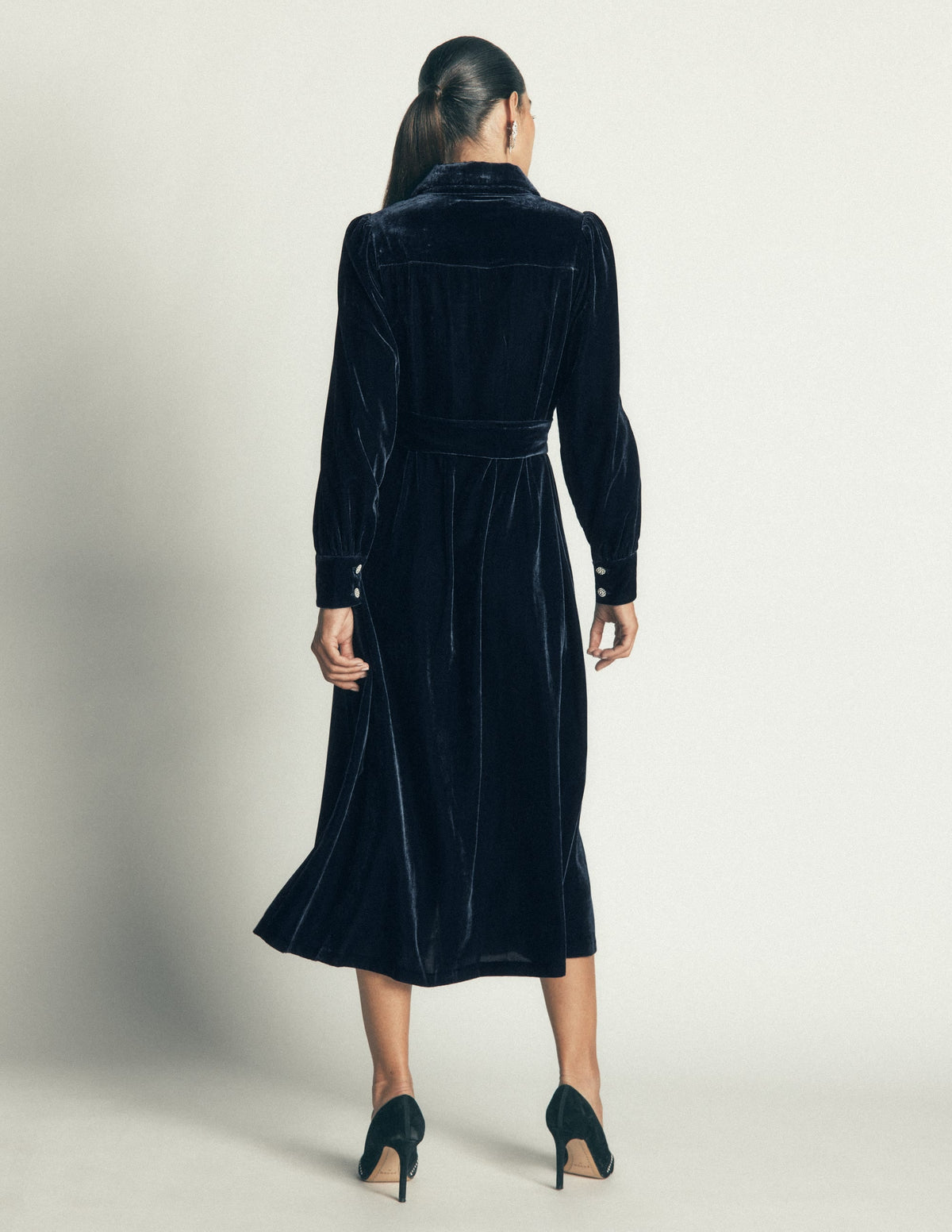 Maeve Velvet Shirt Dress-Teal Ocean