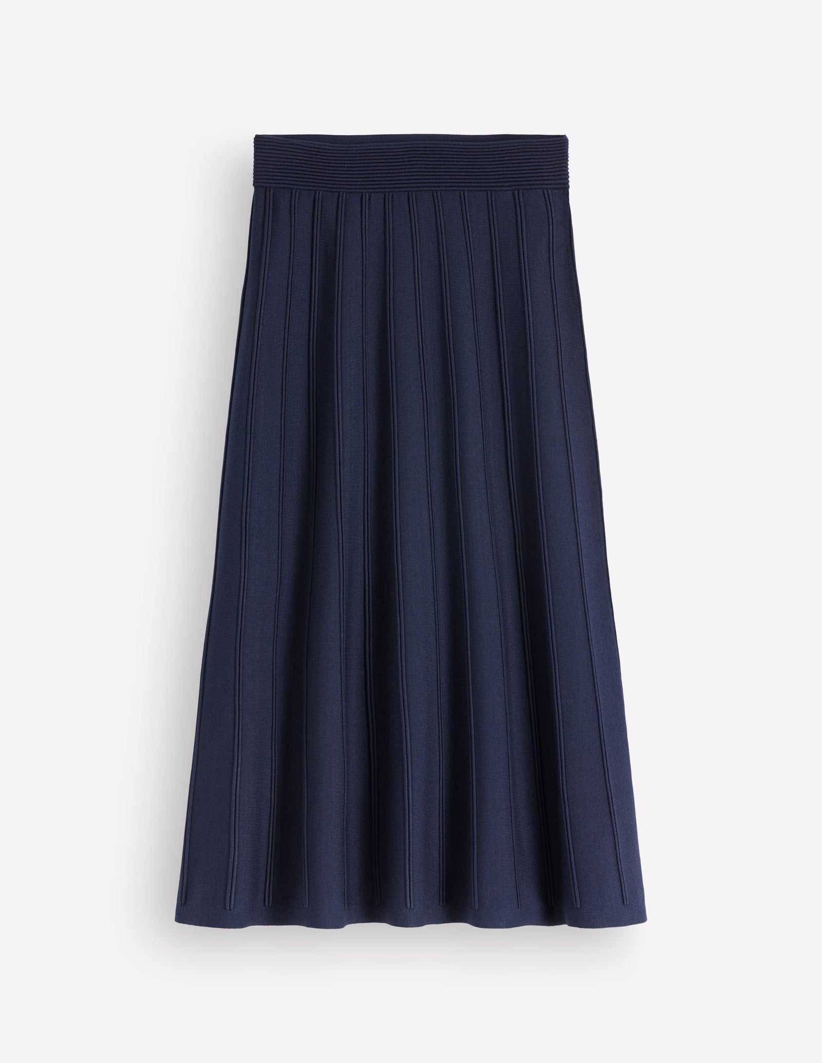 Ottoman Knitted Midi Skirt-Navy