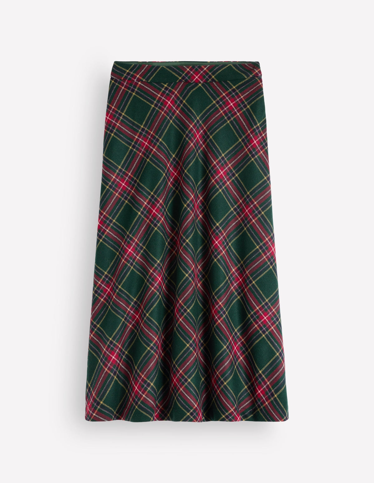 Wool Blend Slip Skirt-Green Check