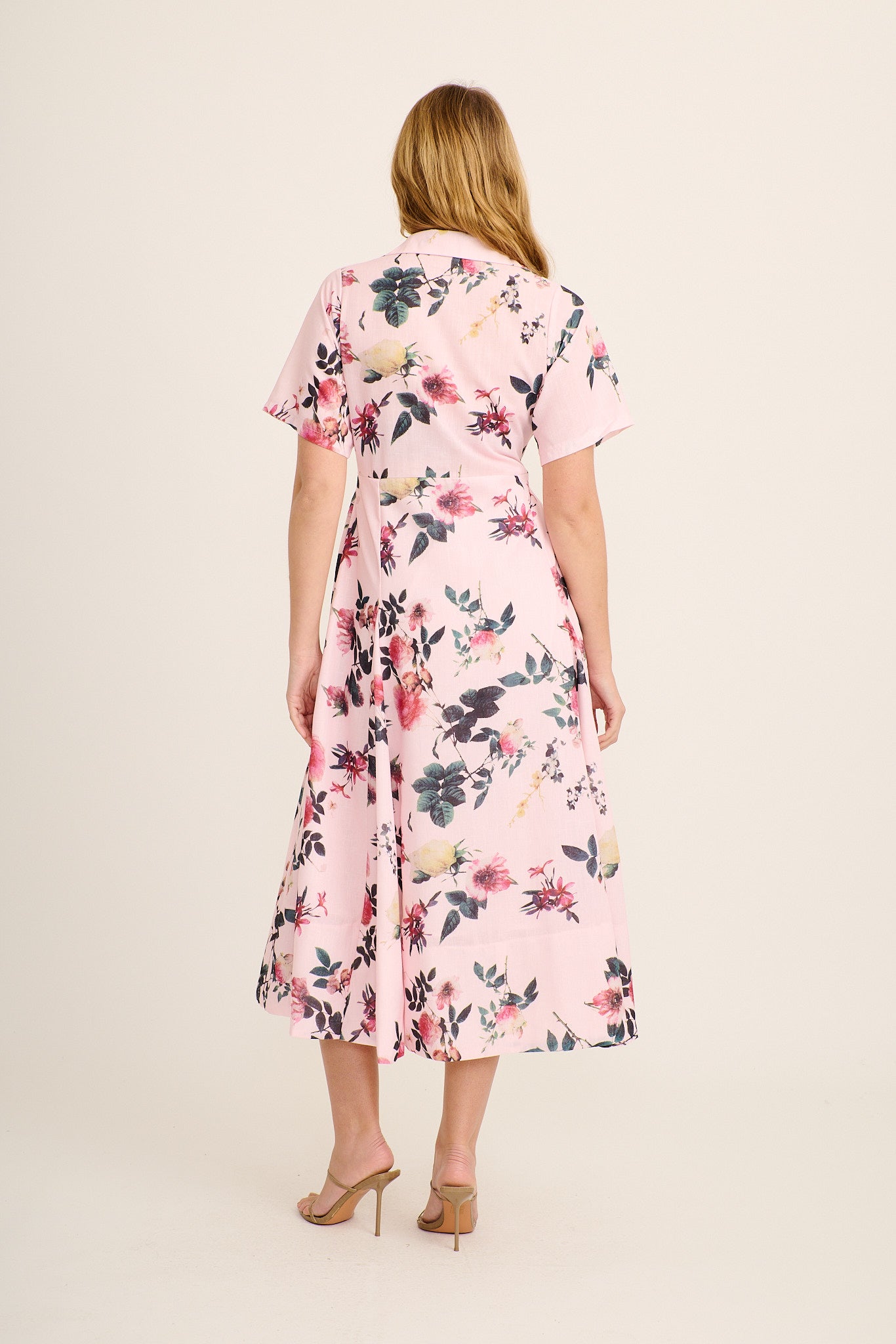 Blooming Poise Maxi Shirt Dress in Pink Floral Linen Blend