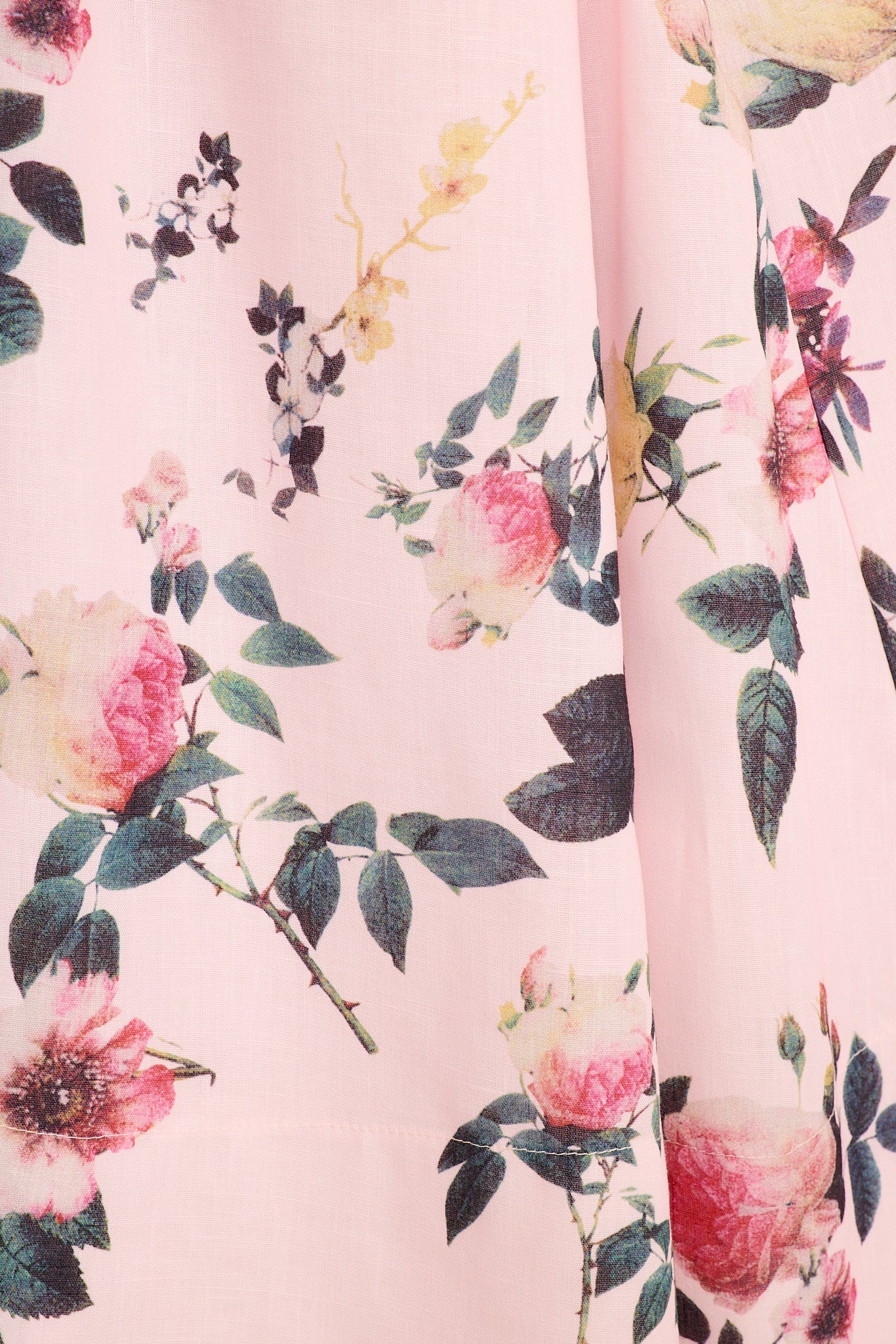 Blooming Poise Maxi Shirt Dress in Pink Floral Linen Blend