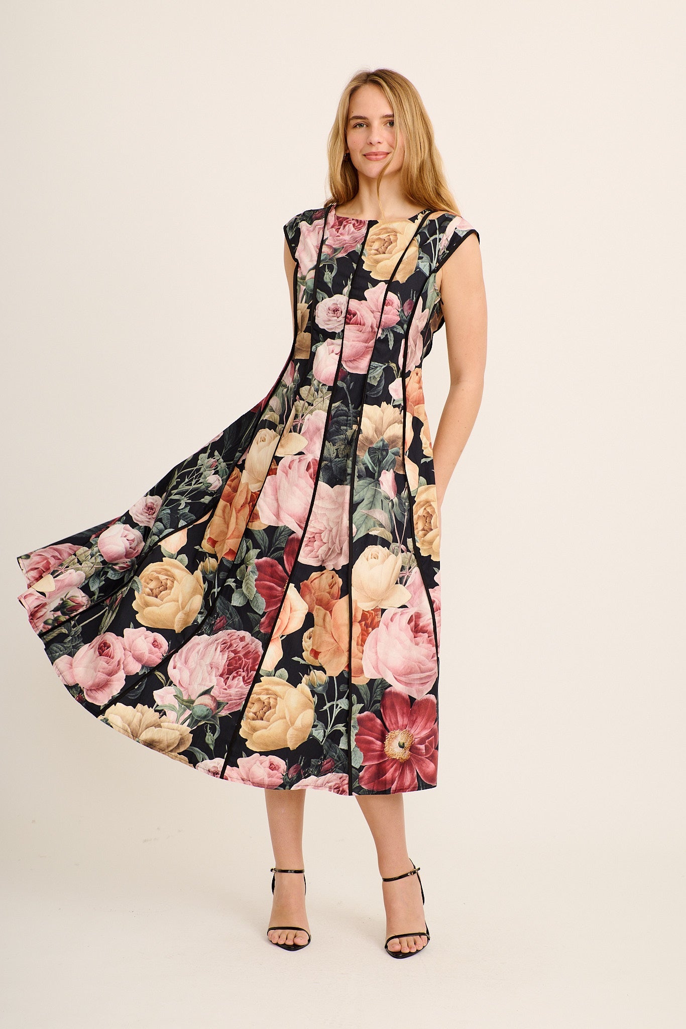 Botanica Maxi Dress in Black Floral Cotton