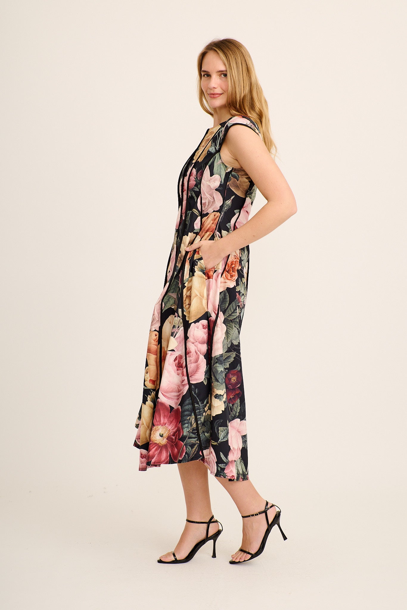 Botanica Maxi Dress in Black Floral Cotton