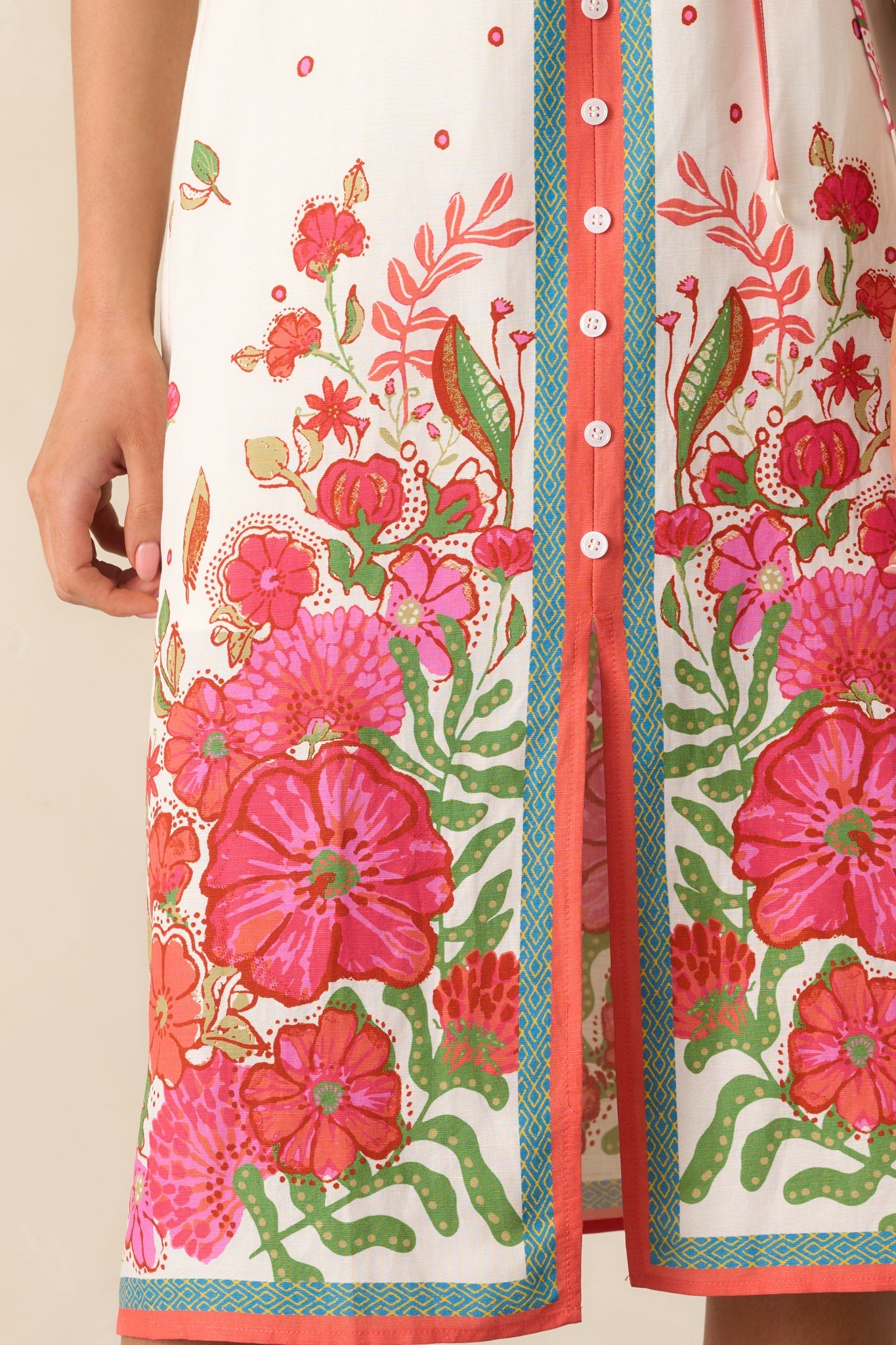 Bursting Blooms Magenta Multi Floral Midi Dress