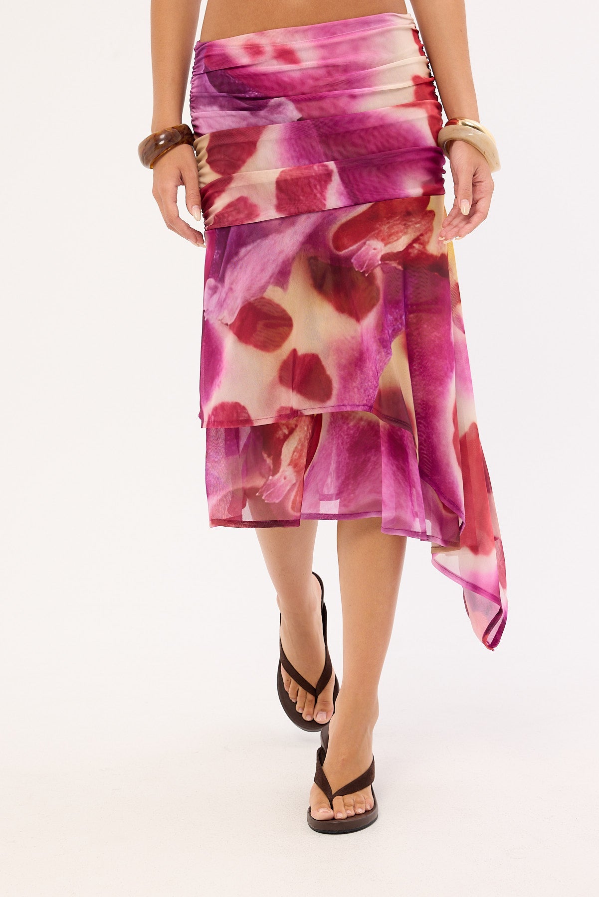 Feners Festa Tie Dye Midi Skirt Bloom
