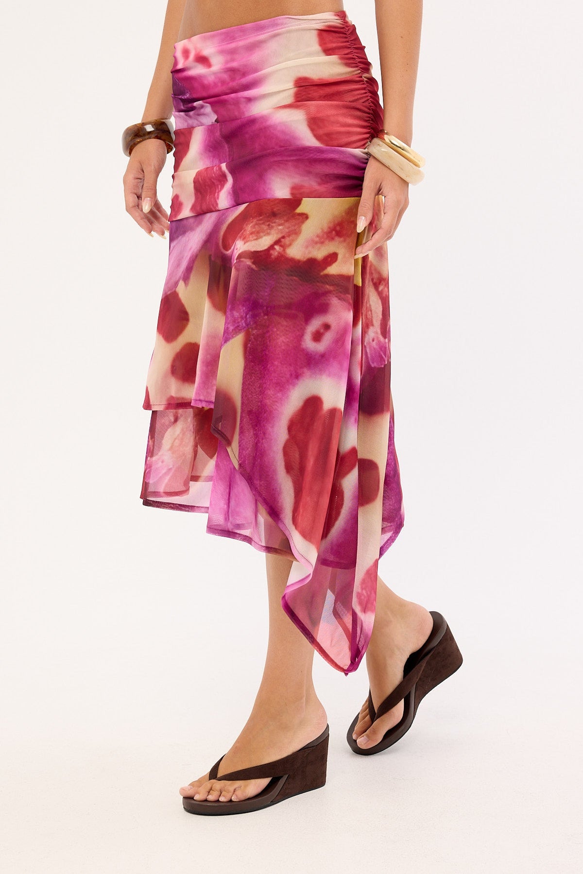 Feners Festa Tie Dye Midi Skirt Bloom