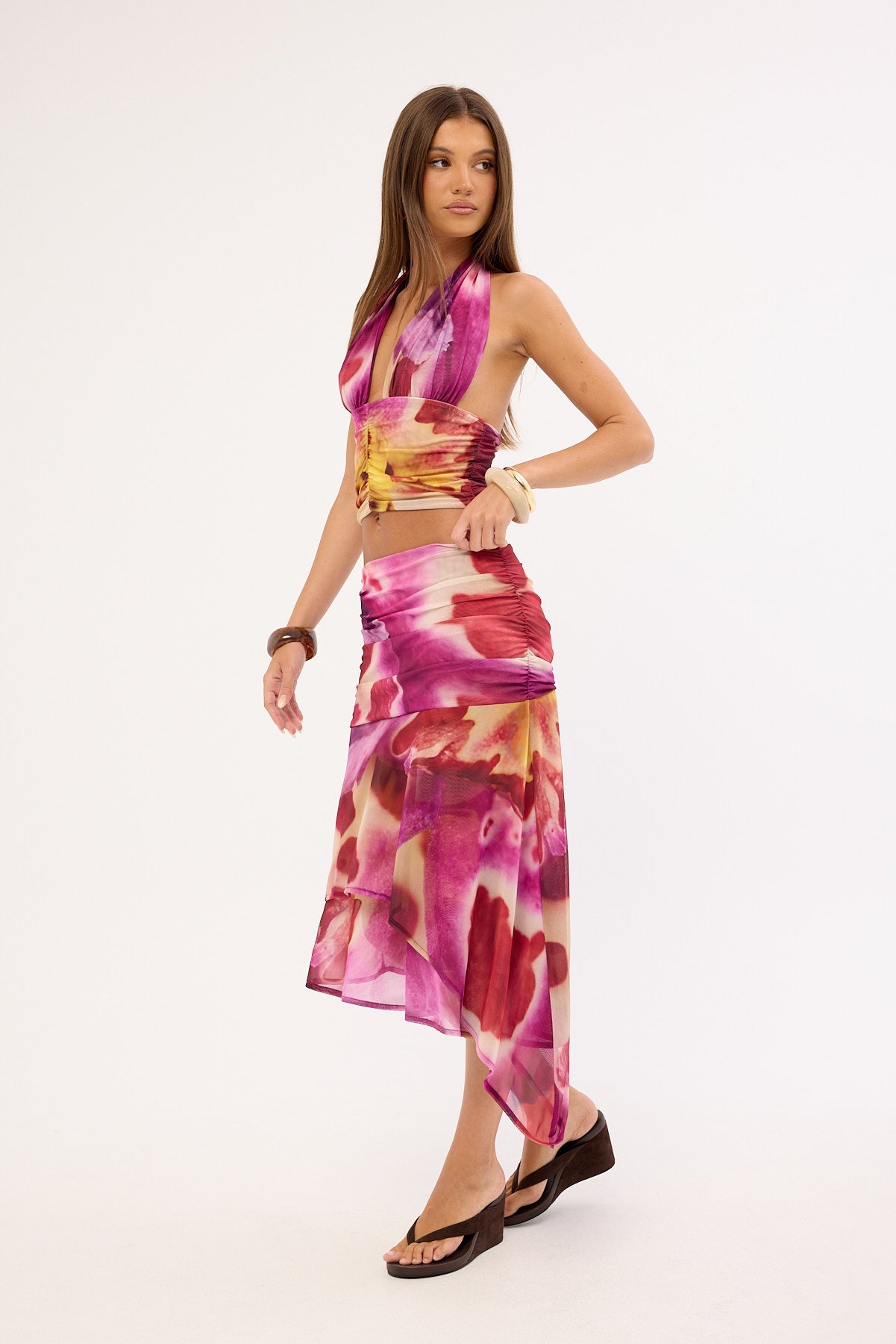 Feners Festa Tie Dye Midi Skirt Bloom