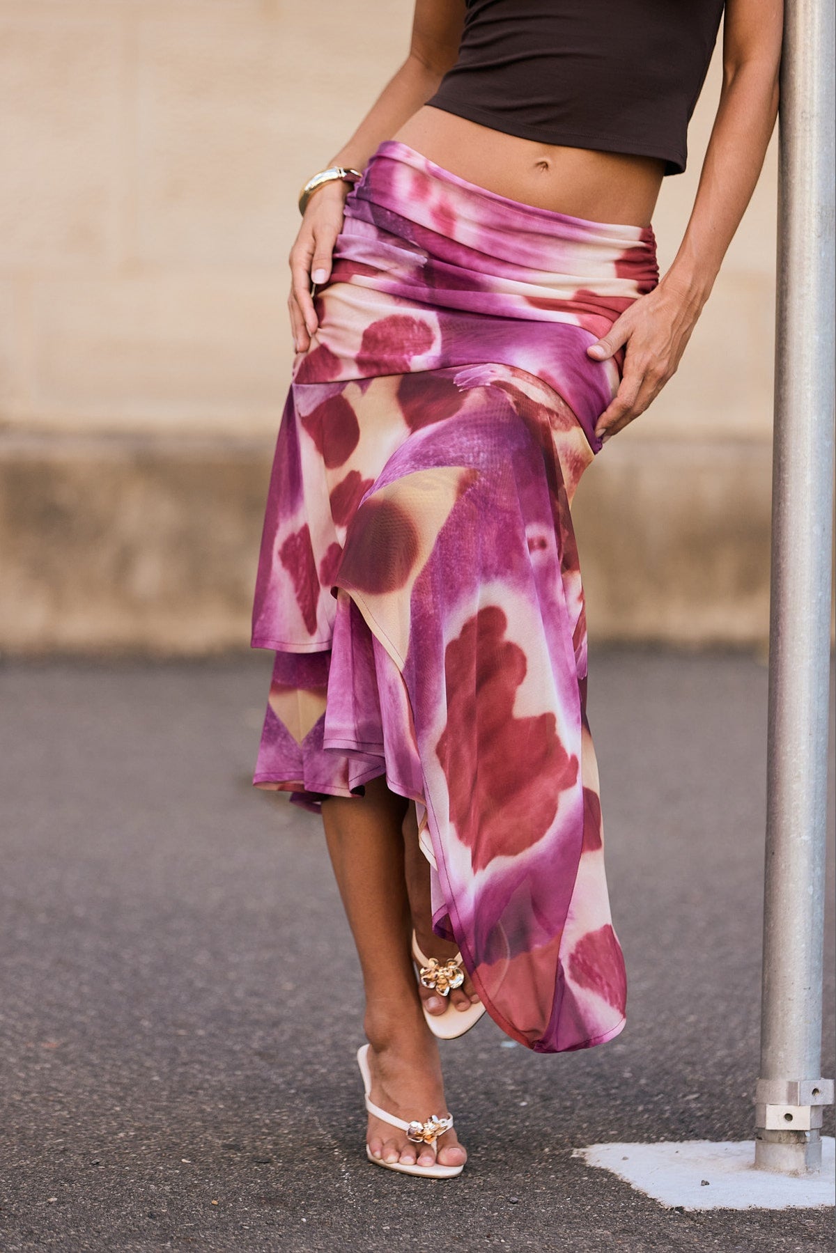 Feners Festa Tie Dye Midi Skirt Bloom