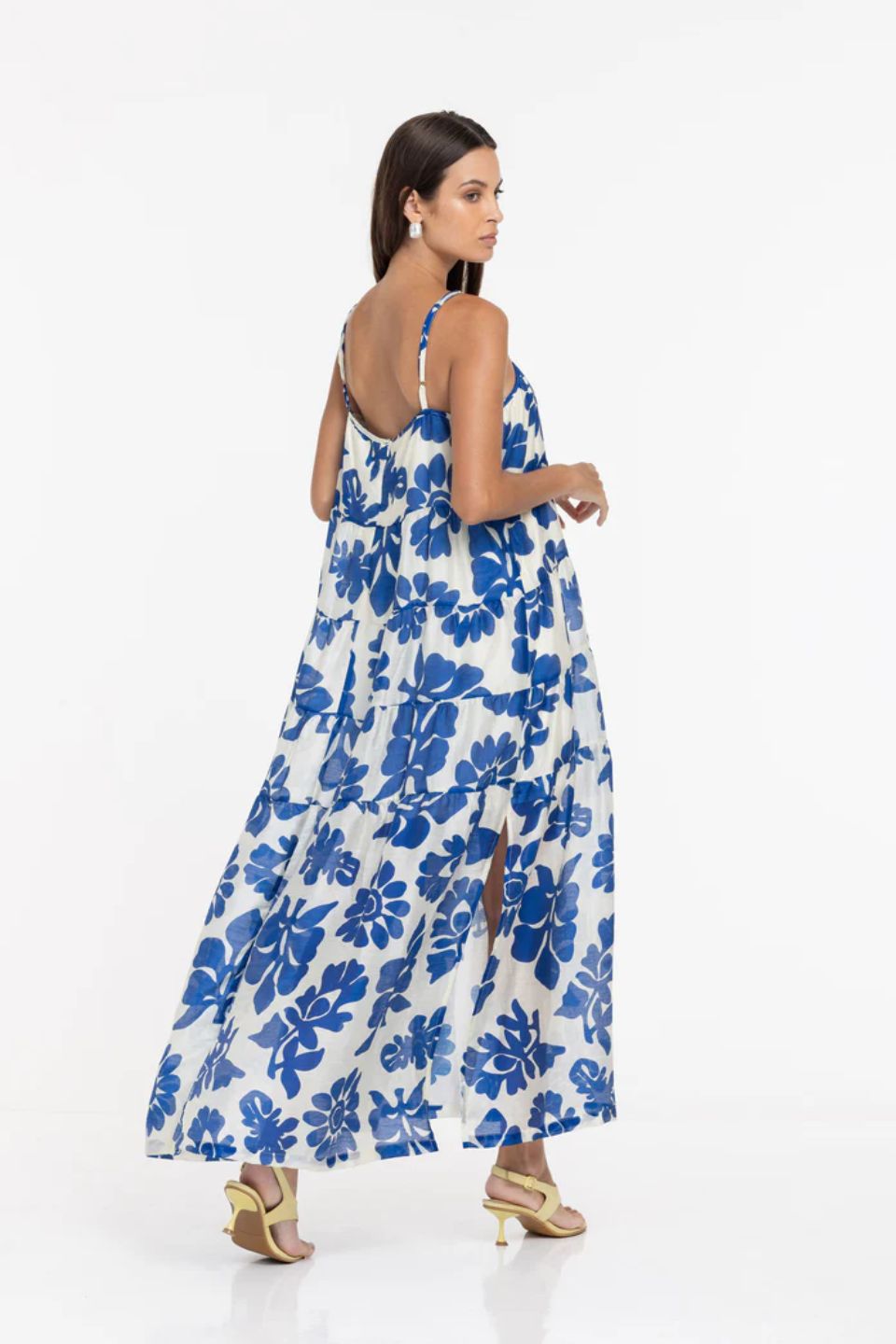Carmen Cobalt Floral Print Strappy Maxi Dress