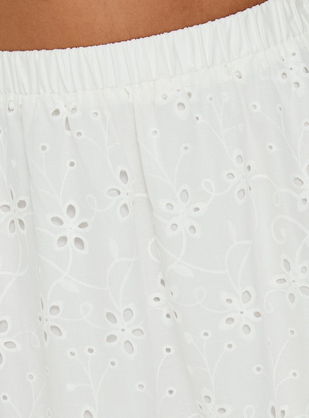 Isolie Tiered Maxi Skirt White Anglaise