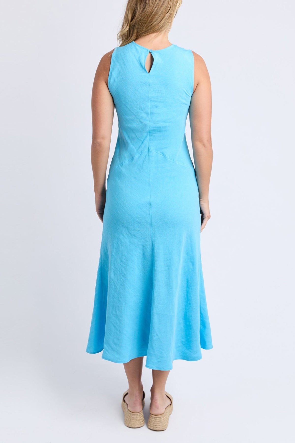 Azure Blue Sleeveless Tank Midi Dress
