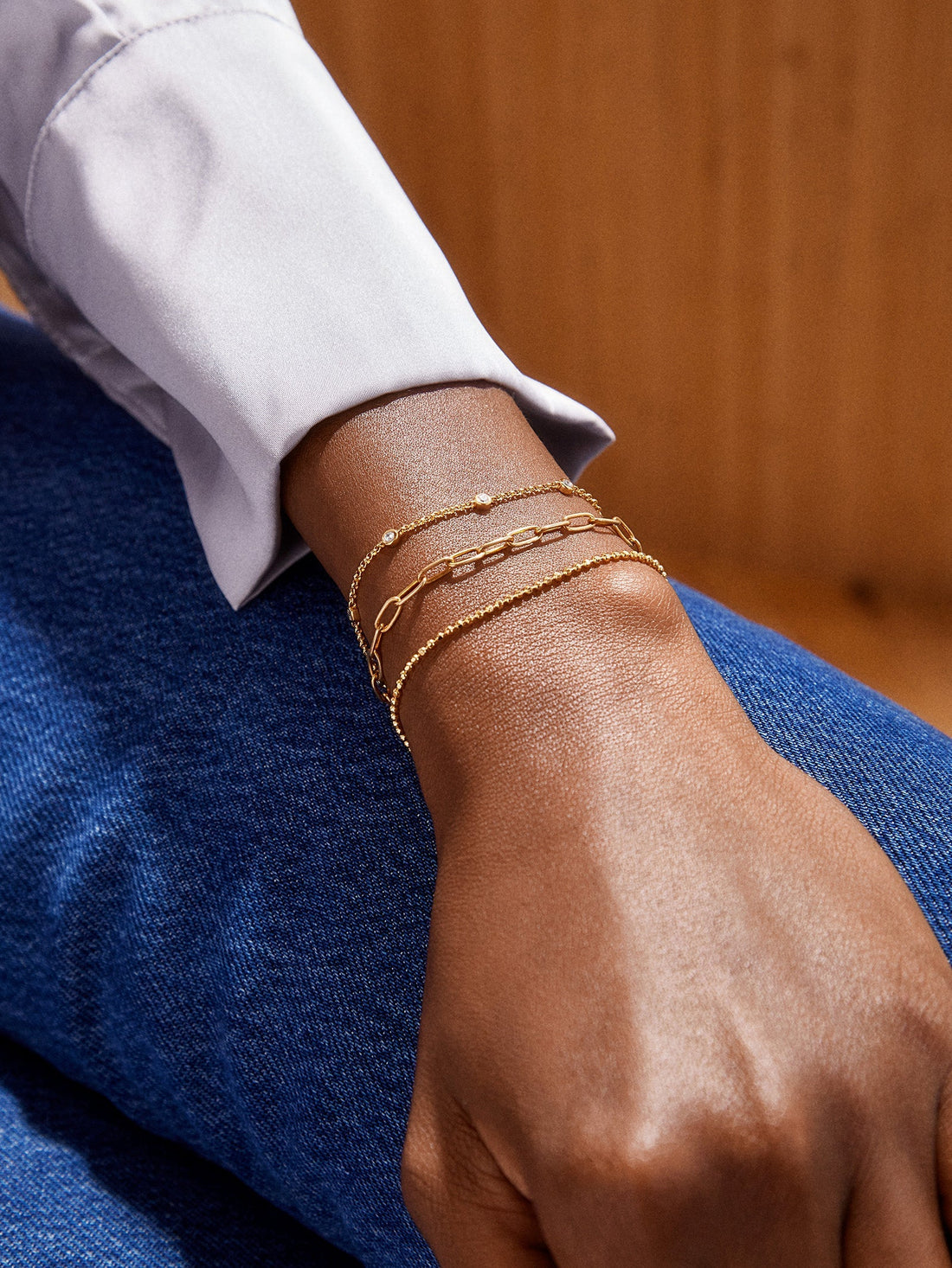 Yasmine 18K Gold Birthstone Bracelet - Crystal