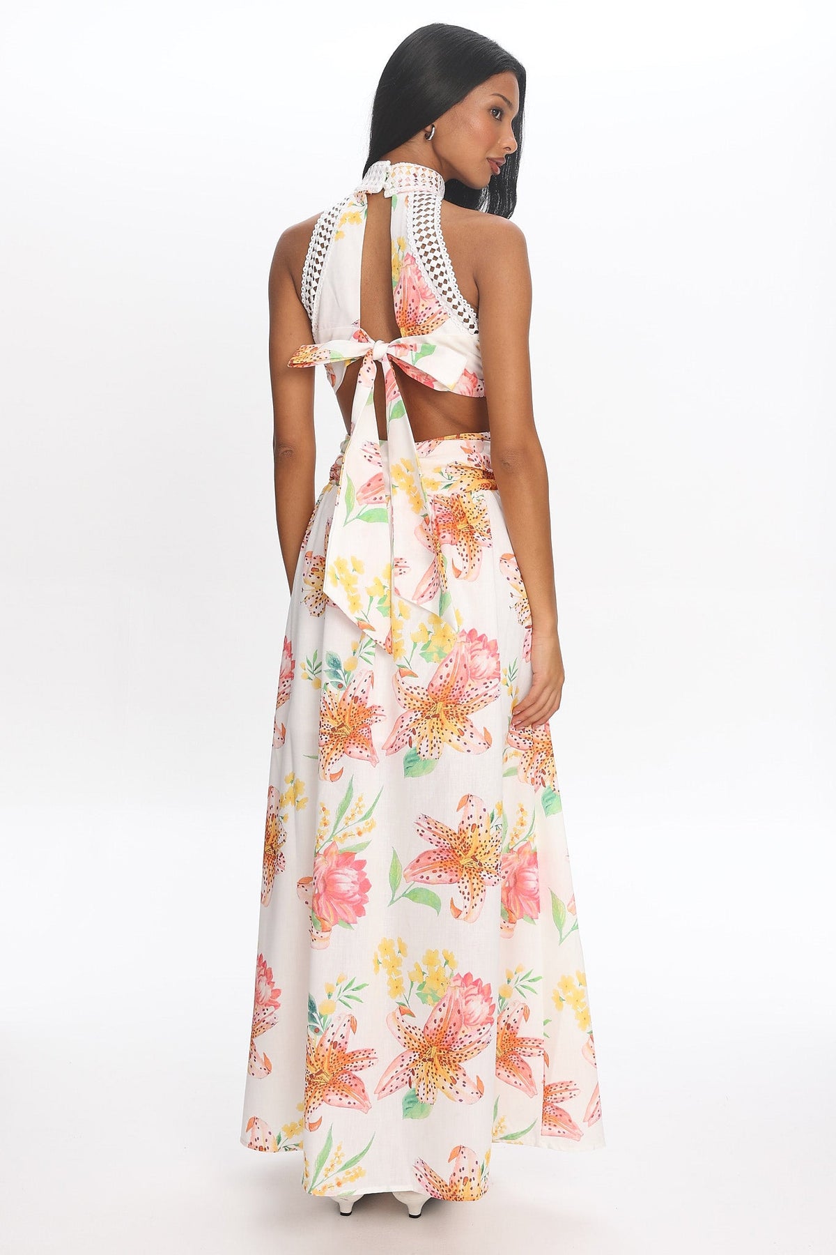 Capri Coast Floral Maxi Dress White